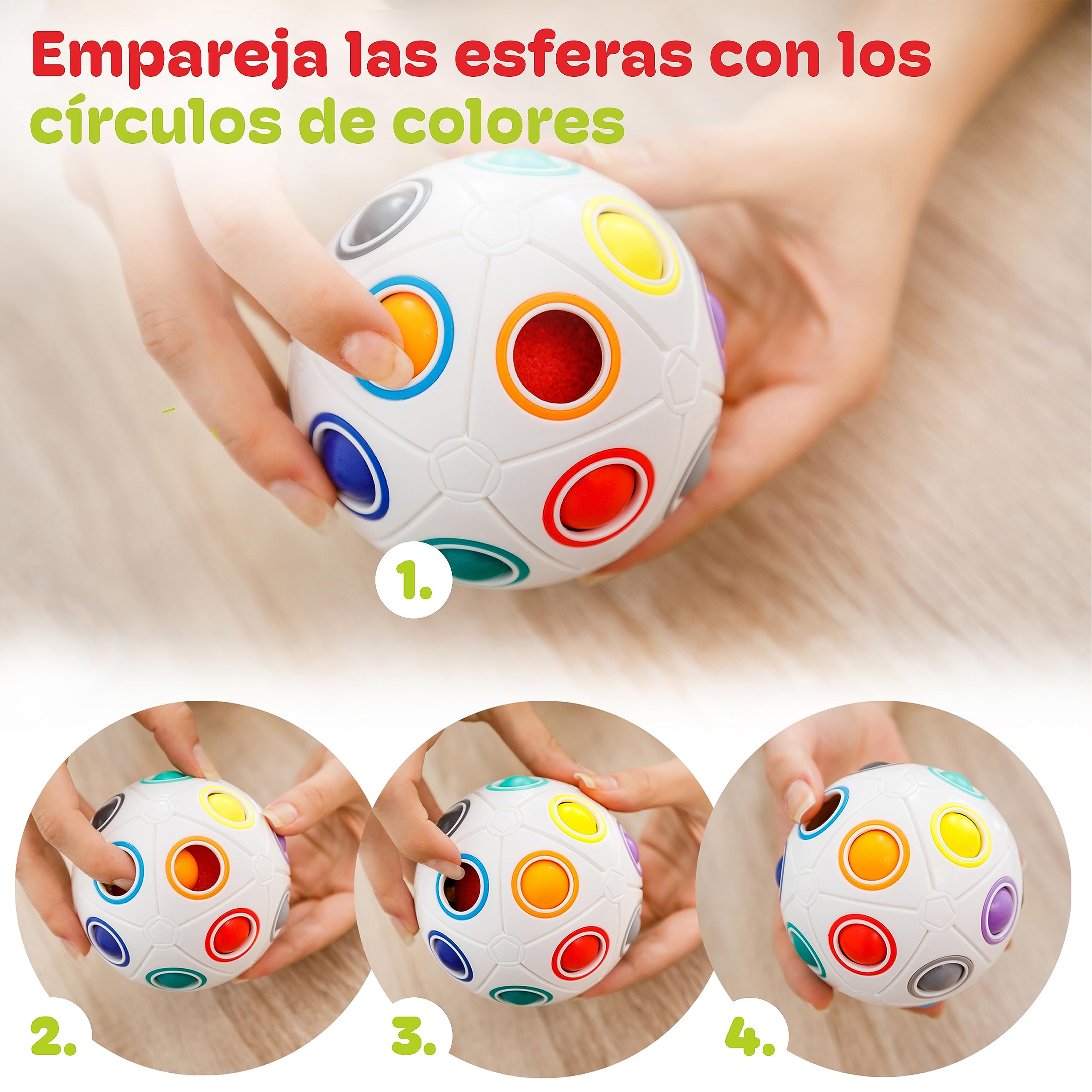 CUBIDI® Bola Mágica Arcoíris Grande Puzzle 3D. Rompecabezas Niños Ideal También como Rompecabezas Adultos. Juguetes Antiestres Adultos y Perfectos como Regalo Niña 6 Años y Niño.