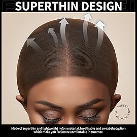 Fandamei HD Wig Cap, Ultra Thin Wig Caps Dark Brown, 4PCS Super Thin Nylon Wig Cap for Women Stretchy, Natural Transparent HD Wig Caps for Lace Front Wigs. Summer Wear Comfortable