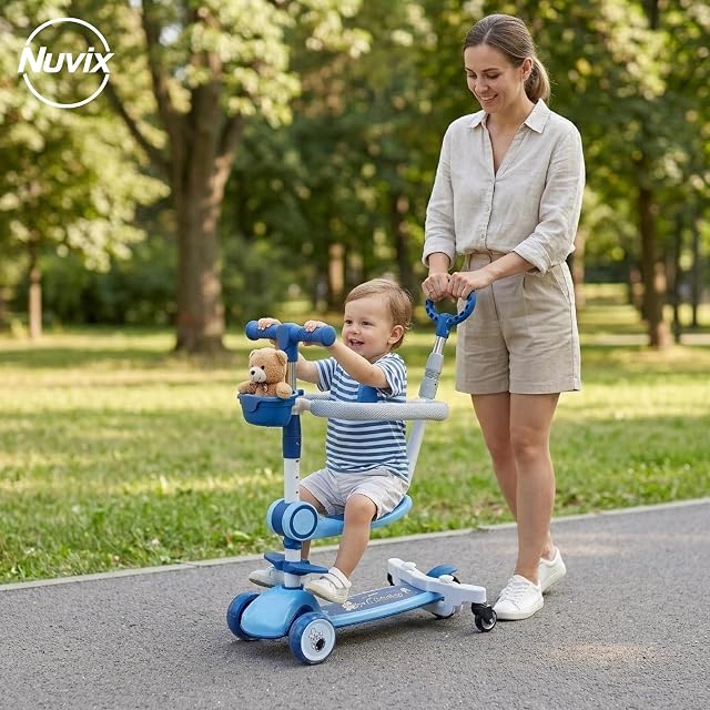 Foto 6 de 8 de Nuvix Patinete Evolutivo 3 en 1 para Niños, Naranja