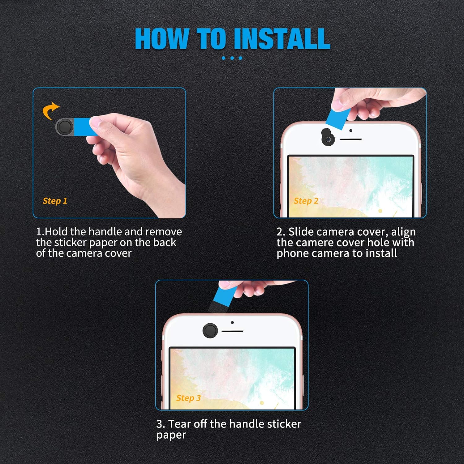 3PCS Webcam Covers Compatible with iPhone, iPad & MacBook, ICARERSPACE Hacker Prevention Slide Privacy Camera Covers for Most Phones, Tablets, Laptop