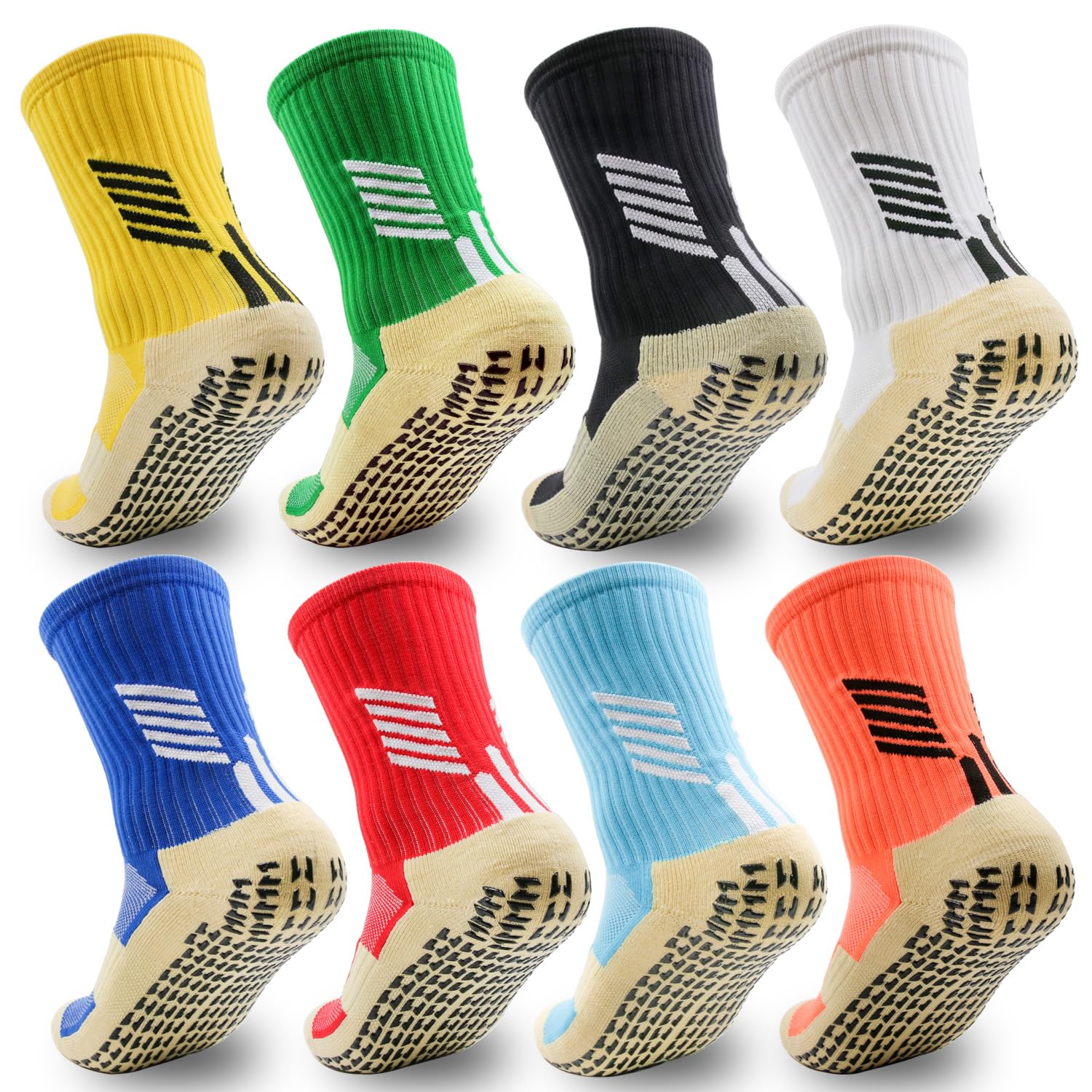 Calcetines de compresión antideslizantes para pies anchos UK 12-14.5/EU 45-50, calcetines de agarre a media pantorrilla para fútbol y gimnasio, absorben la humedad, diseño sin costuras, 11