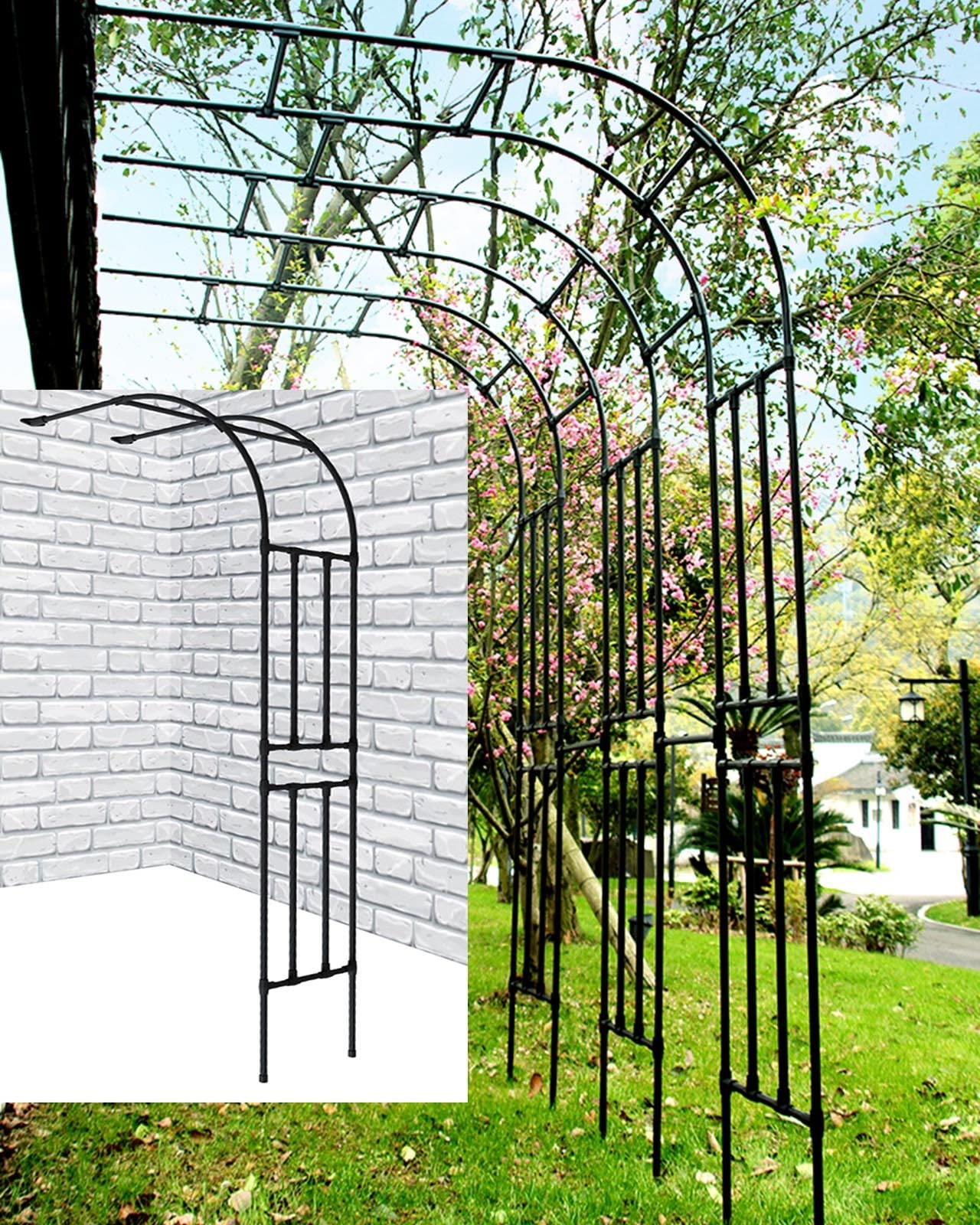 Arche de roses noires en métal robuste et stable pour rosiers
