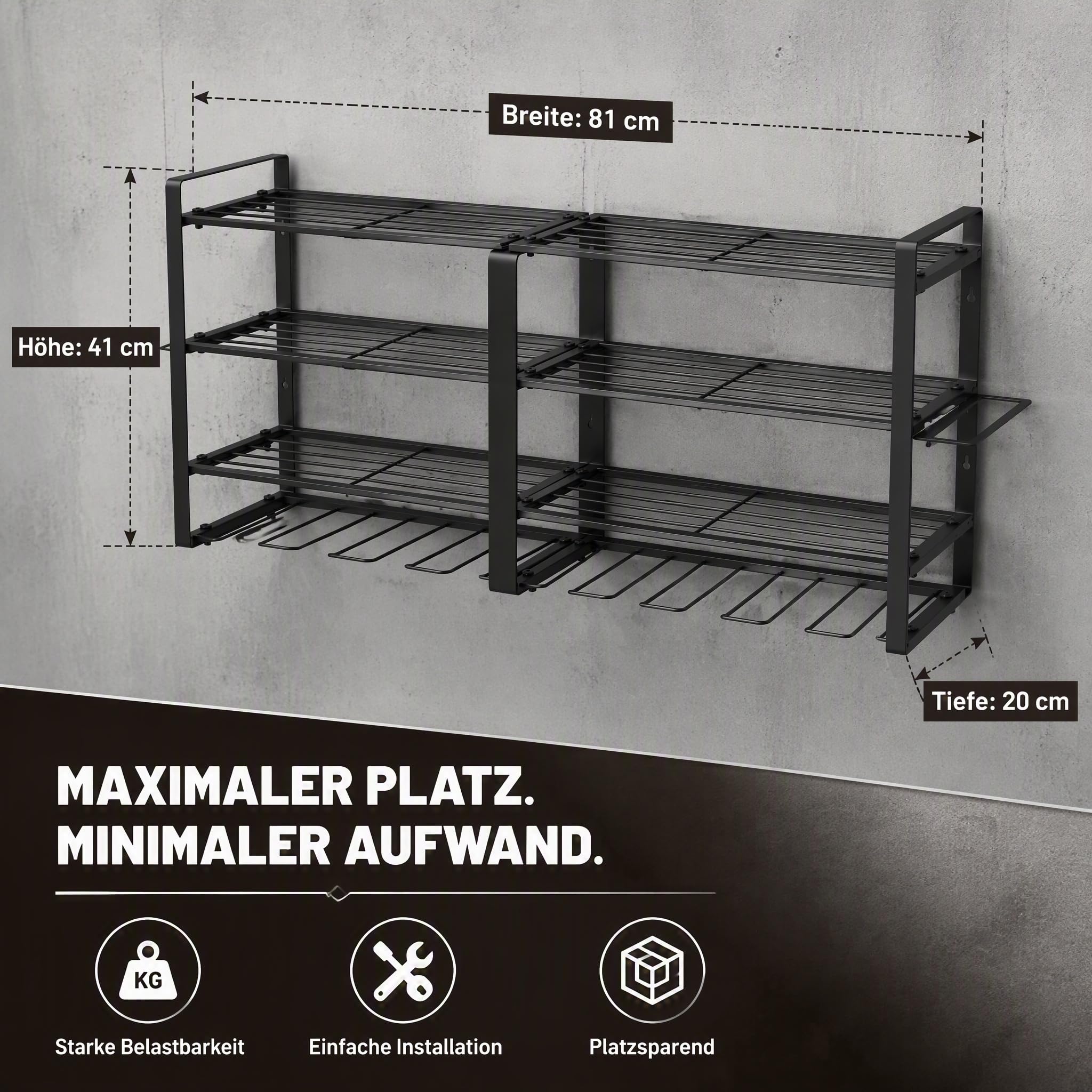 Support mural à outils à 4 niveaux pour outils électriques