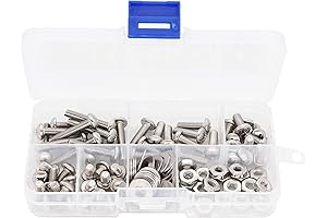 binifiMux 10-32 Pan Phillips Screws, Hex Nuts, Flat Washers Assortment Kit