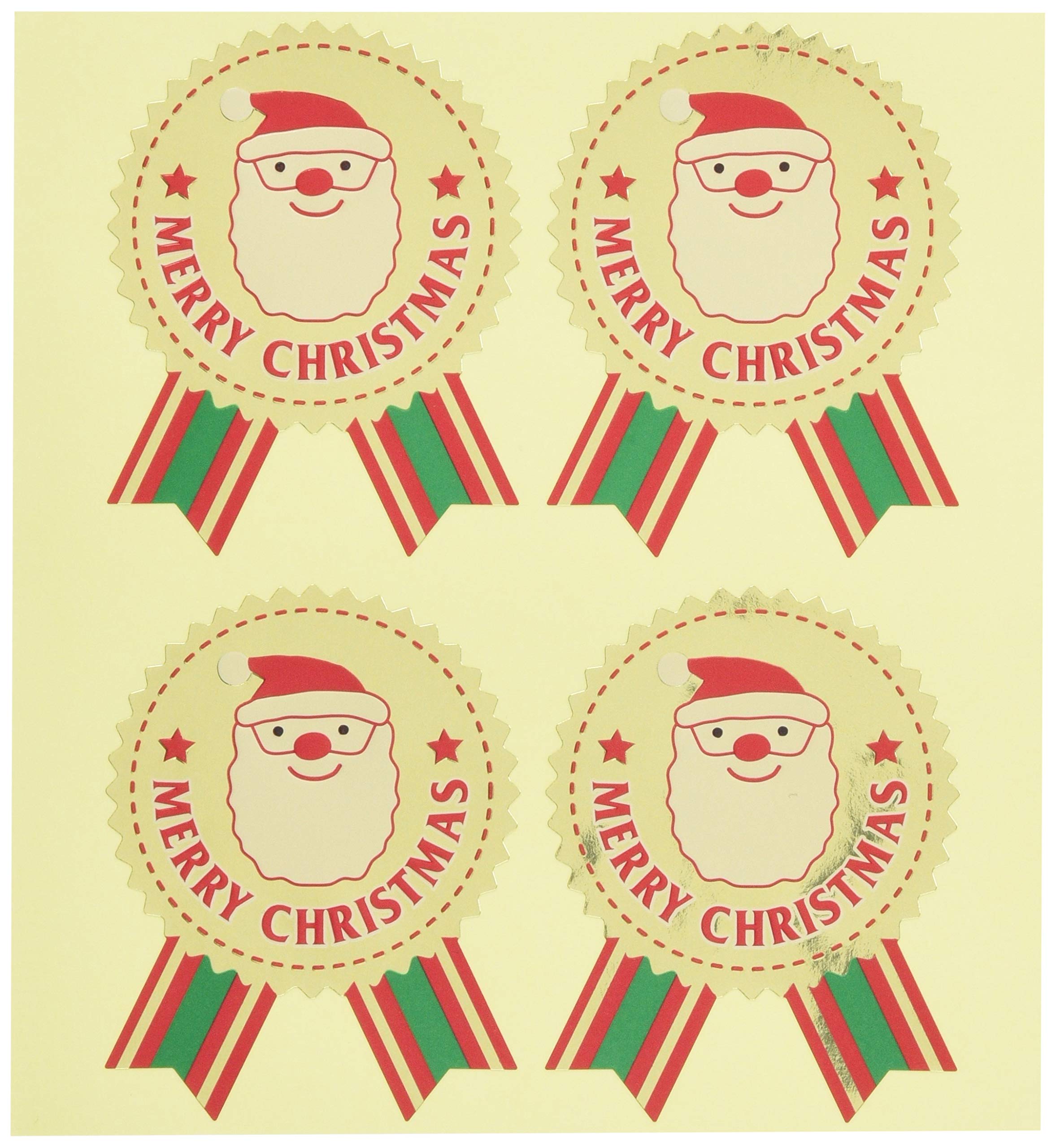 Amazon.co.jp: ギフトシール クリスマス リボン型 サンタ (100枚) XSA