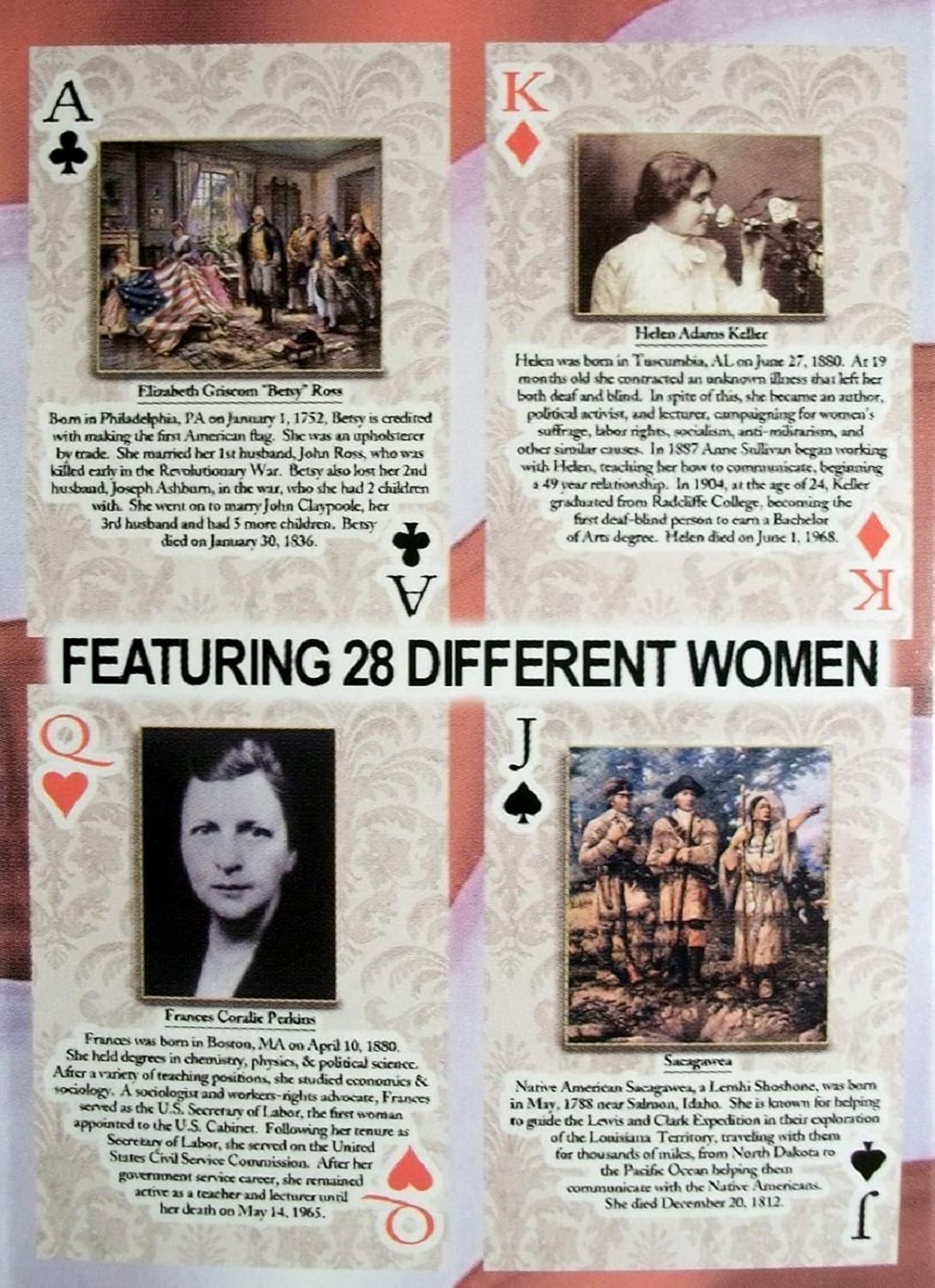 Women in U.S. History Souvenir Playing Cards Featuring 28 Different Women