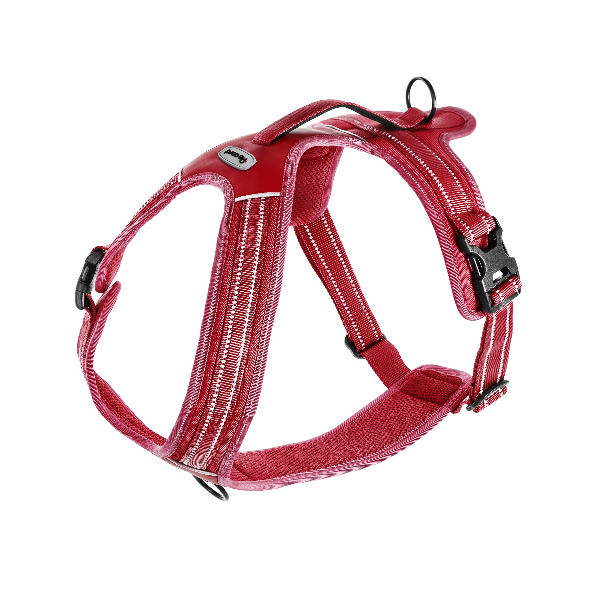 Record - Pettorina per Cani Action Alpi - Colore Rosso – Taglia XS – Materiale: Nylon Intrecciato con Bande Riflettenti 3M ScotchLite - Circonferenza 43-49 cm