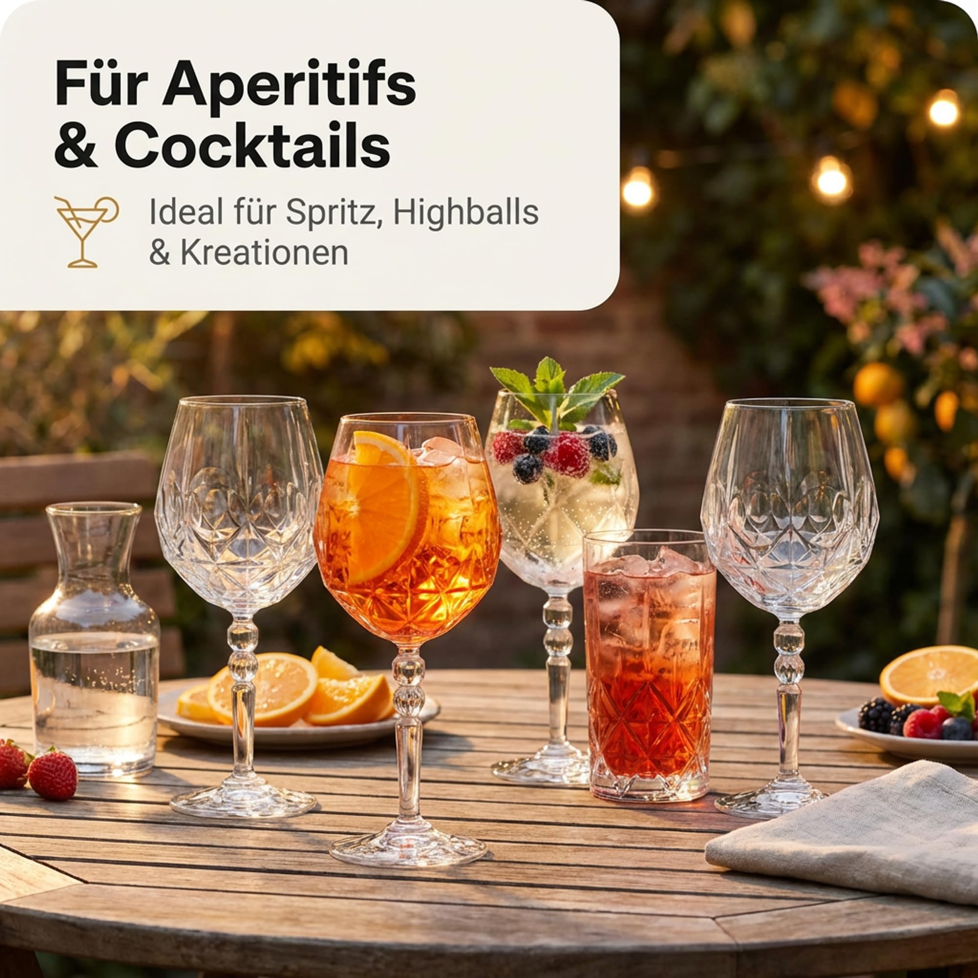 Der-Porzellan-Laden by RCR Alkemist Aperitif Gläser 530ml, 6er Set, Cocktailgläser aus Kristallglas, Facettenschliff, spülmaschinengeeignet, Made in Italy