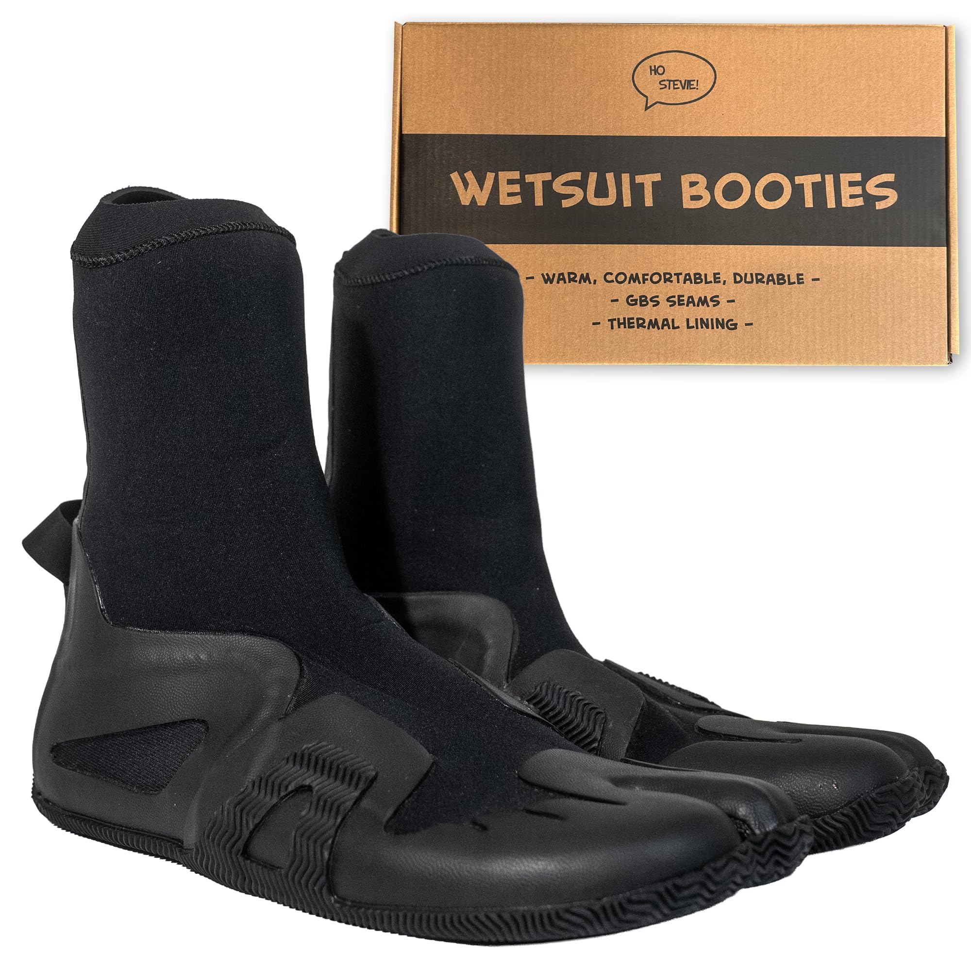 Photo 1 of Ho Stevie! 3mm Surfing Wetsuit Booties - Warm, Comfortable, Durable, Grippy Surf Boots - Thermal Lining + GBS Seams (12)