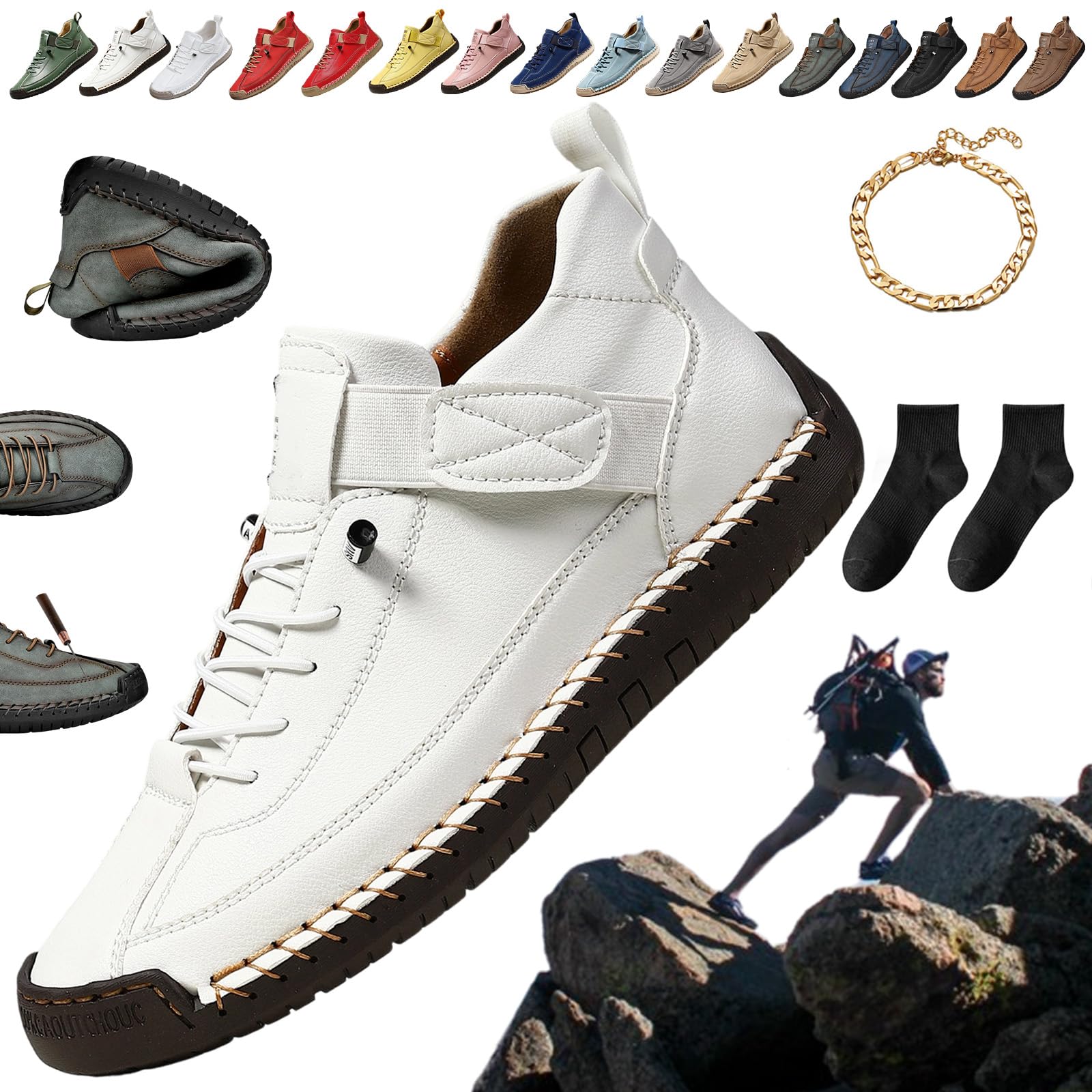 Komfortable & Schmerzfreie Orthopädische Sneakers, Handmade Leather Slip-On Orthopedic Ankle Boots Bequeme,Stützende Sneakers,Unterstützung des Fußgewölbes Weiche,Leichtigkeit