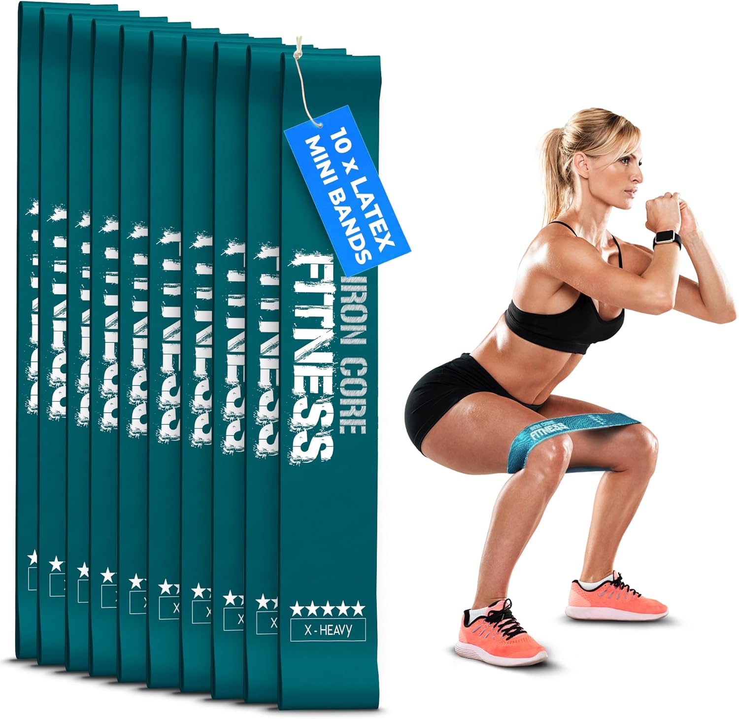 Latex Mini Resistance Bands Sets for Trainers, Bootcamp, Gym for Men and Women in Fun Colors - Ebook, Videos and Workout Chart Included by Iron Core Fitness