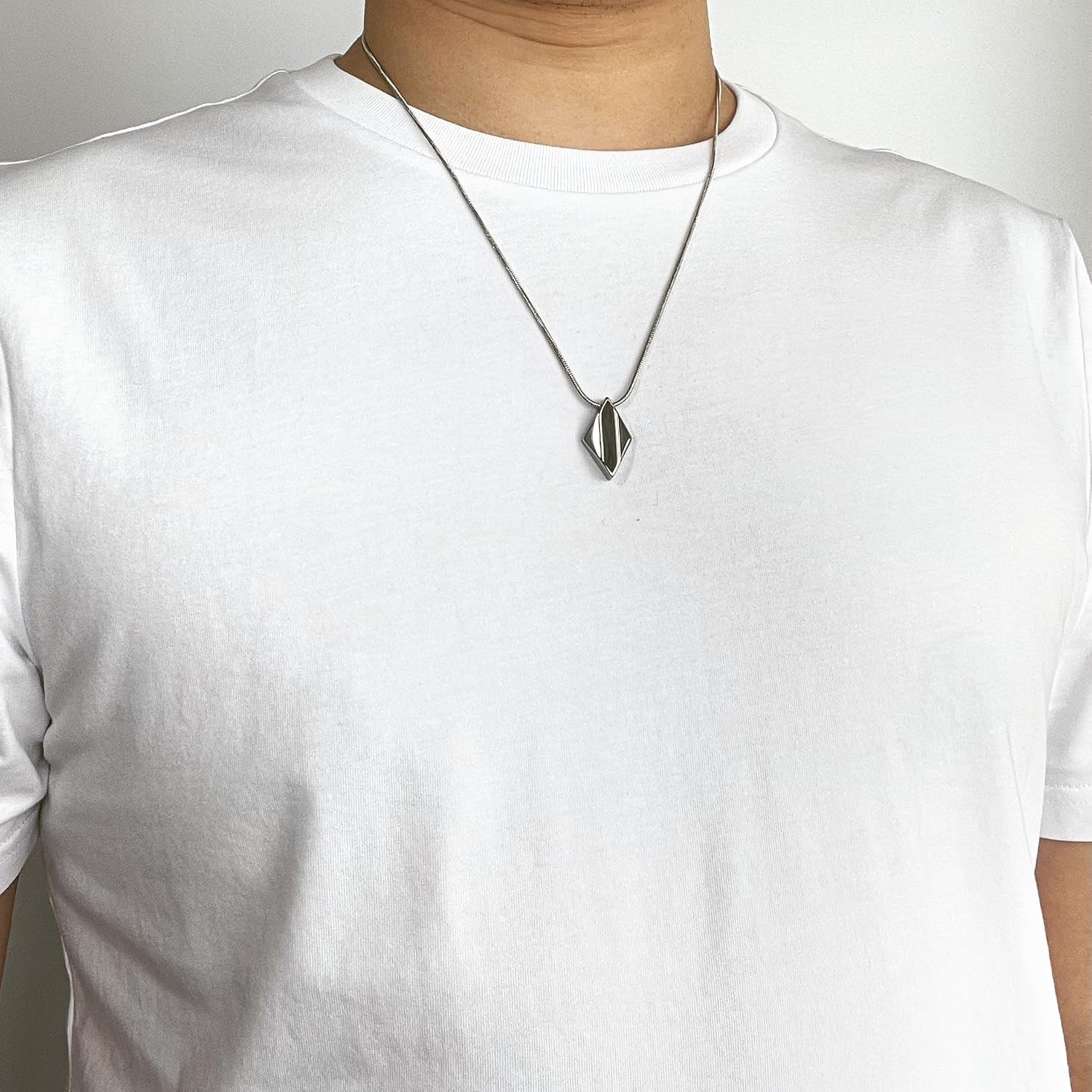 MOO&LEE Men's Tungsten Carbide Pendant Necklace Geometric Tungsten Pendant with 22 Inches Stainless Steel Snake Chain - Image 6