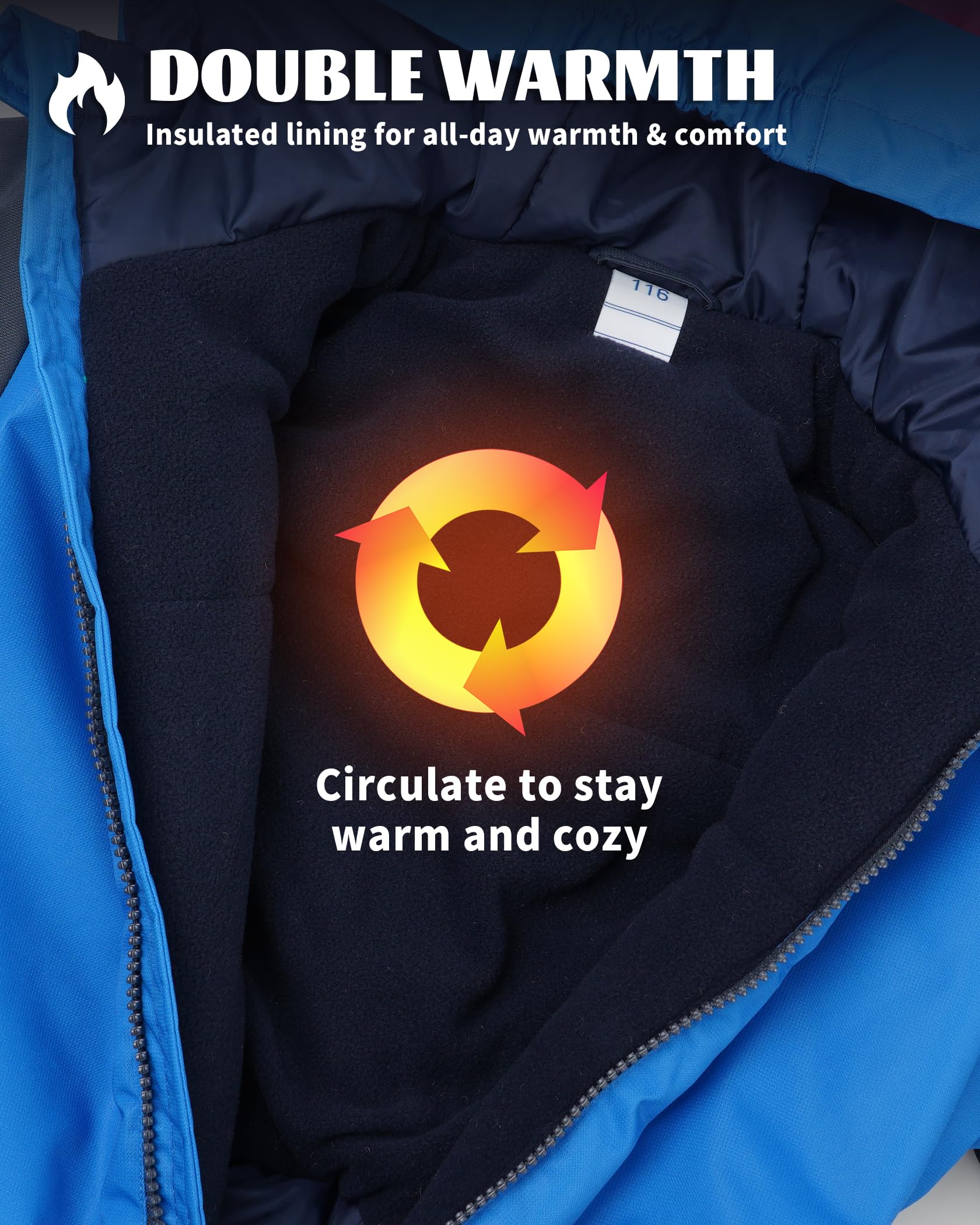 Owntop Mono de Nieve para Niños Unisex - Mono de Nieve Impermeable y Cortavientos para Niñas y Niños con Capucha y Cremallera, Tallas 98-122 cm