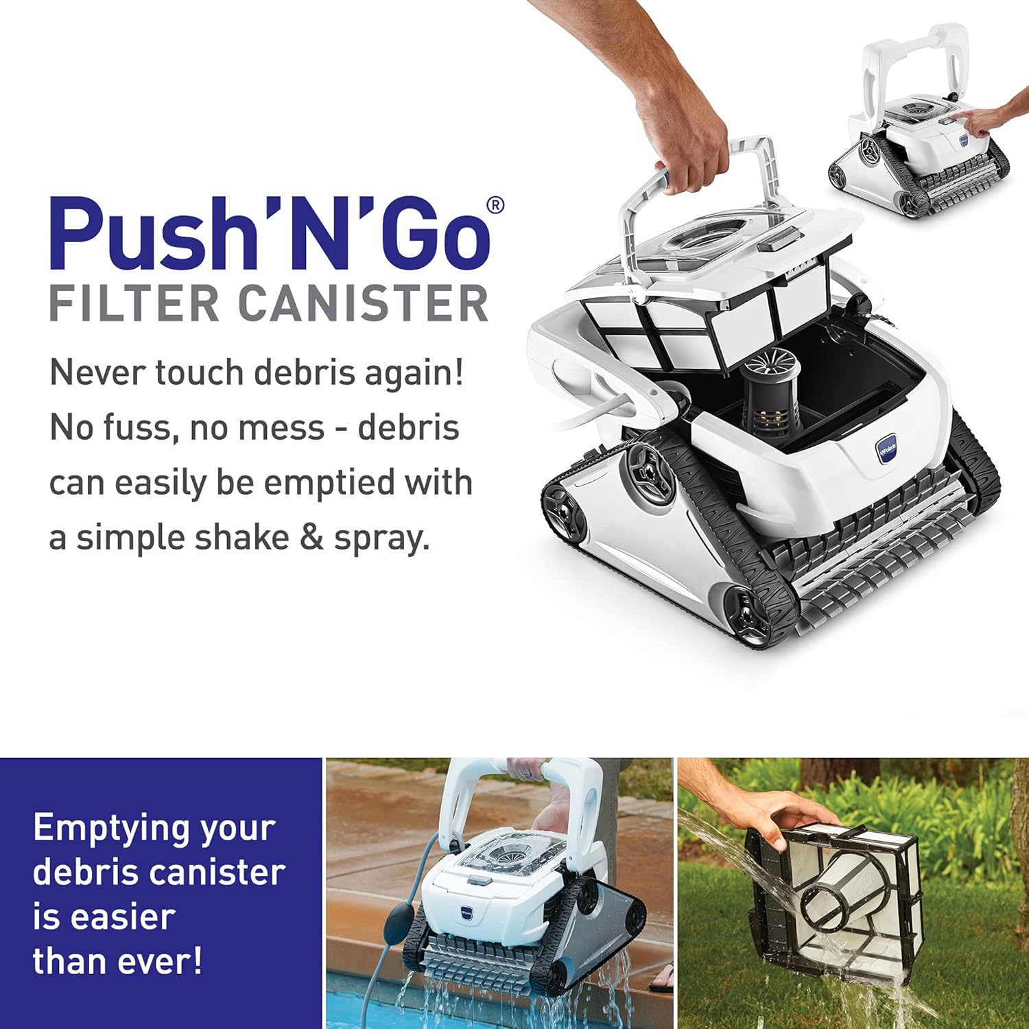 Polaris P825 Robotic Pool Cleaner control panel on its caddy