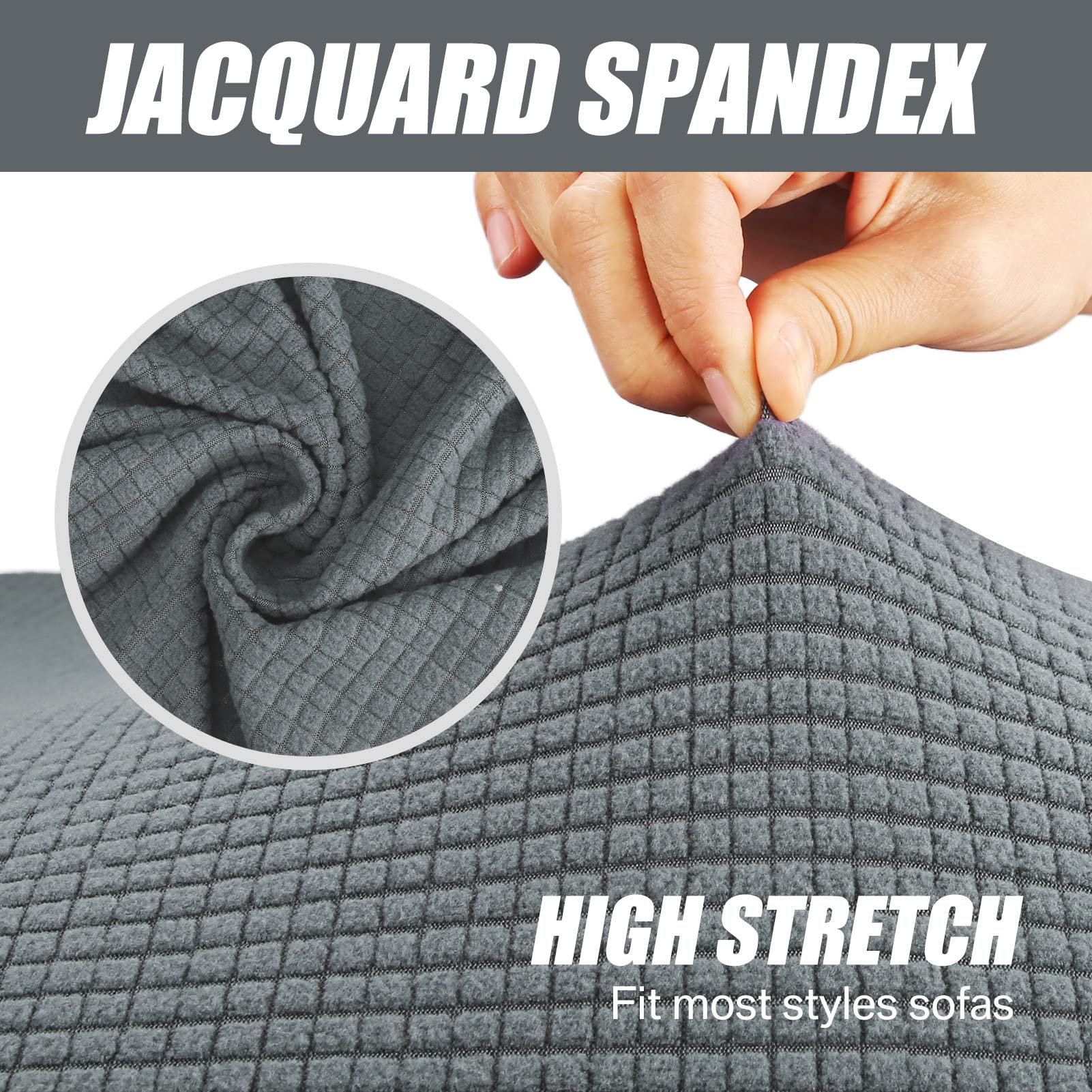 HEYOMART High Stretch Sofa Cover 1 2 3 4 Seater Couch Cover for Living Room Jacquard Knitted Thick Sofa Slipcovers for Dogs Pets Cats Furniture Protector (2 Seater - Image 3
