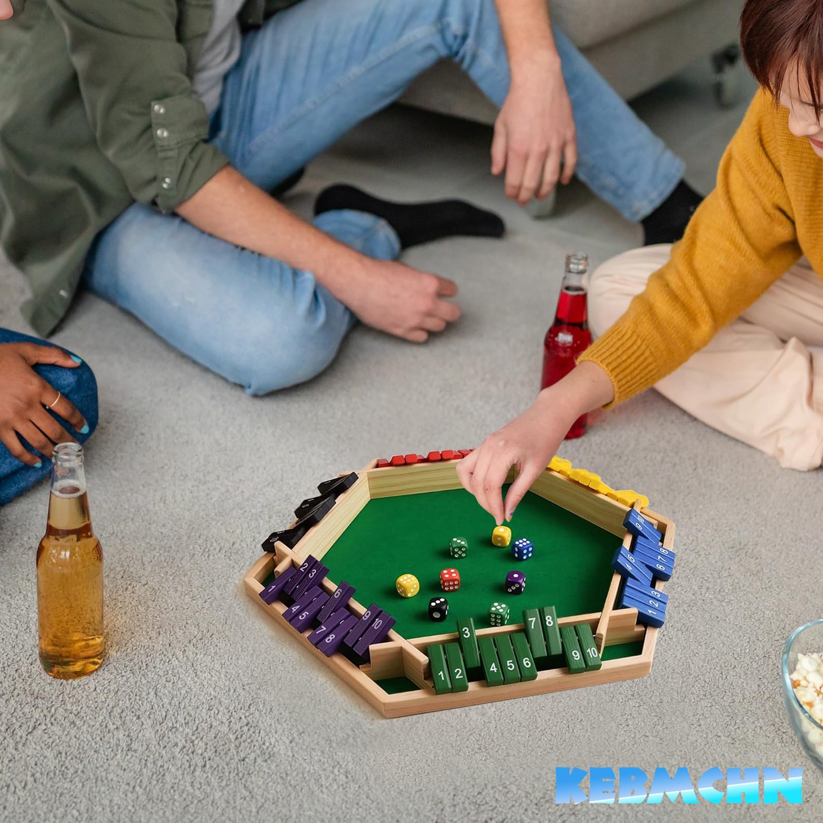 Shut The Box Gioco da tavolo – Gioco di dadi classico per fino a 6 giocatori – Gioco matematico tradizionale per serate in famiglia, Gioco da tavolo in legno (Multicolore)