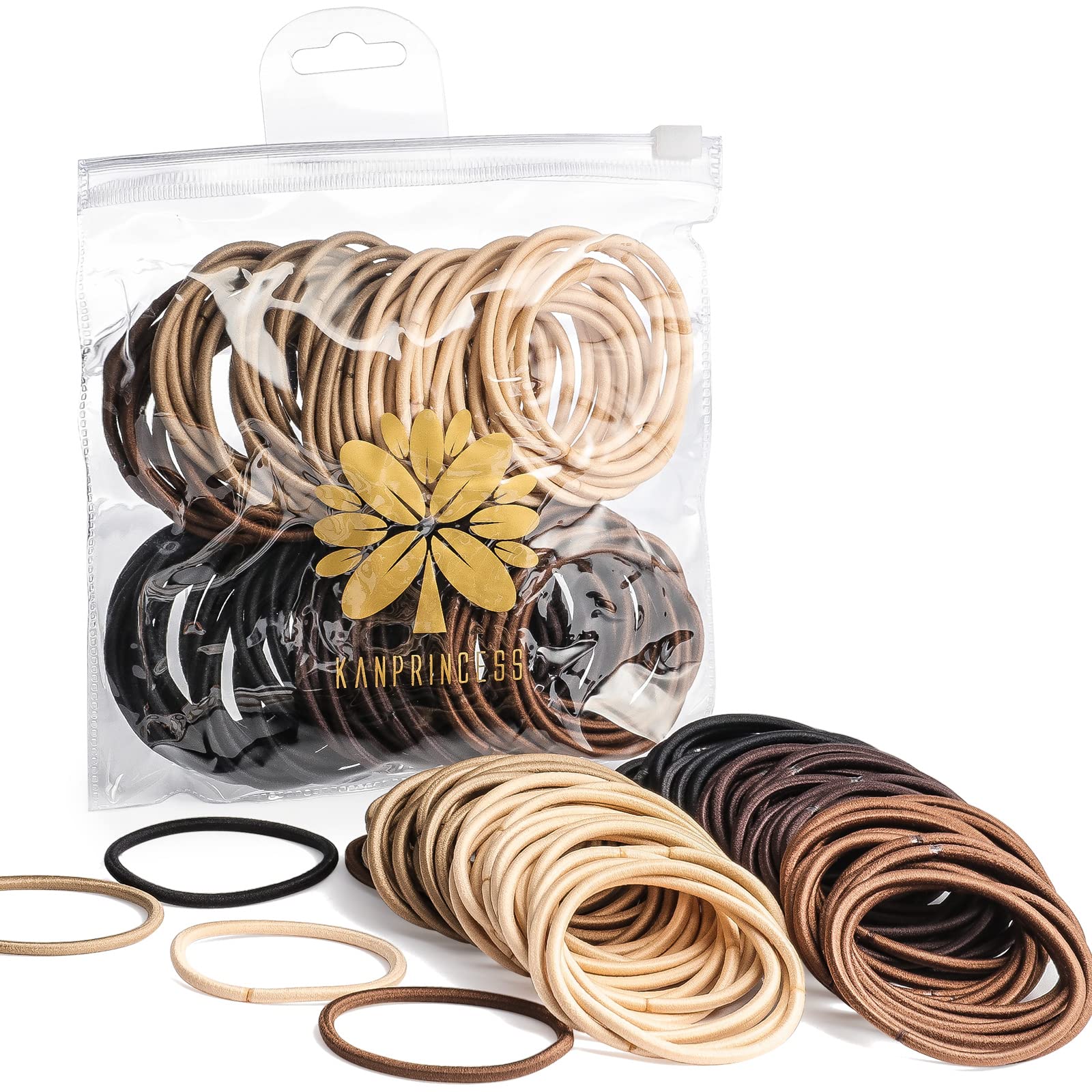 KANPRINCESS 100PCS Hair Ties For Thick Hair, Ponytail Holders Hair Ties No Damage For Women, Elastic Thick Hair Ties Hair Bands For Girl Thin Hair, Hair Styling Accessories For Daily Life (Multicolor)