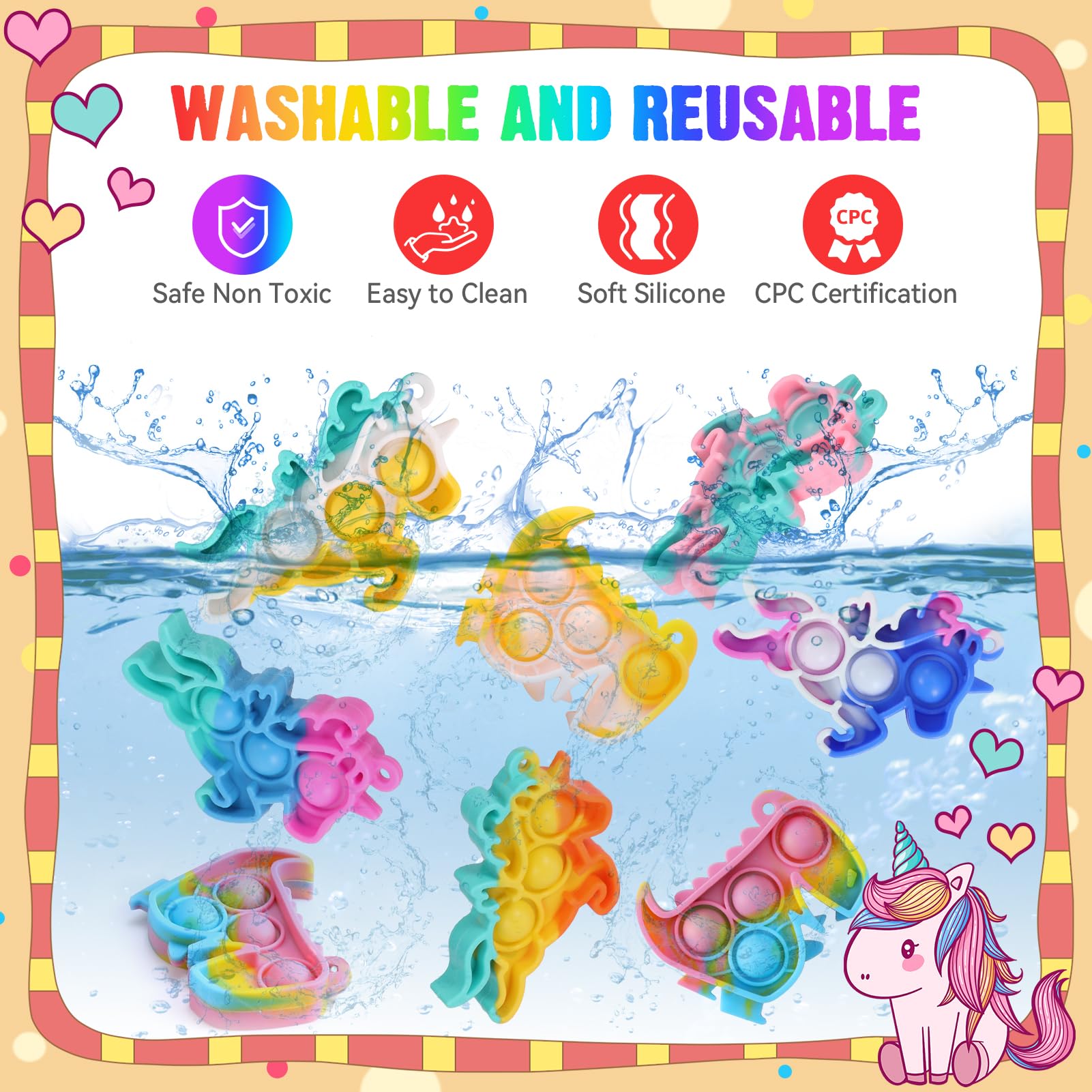 30 Pack Dinosaur Unicorns Party Favors Fidget Toys Bulk