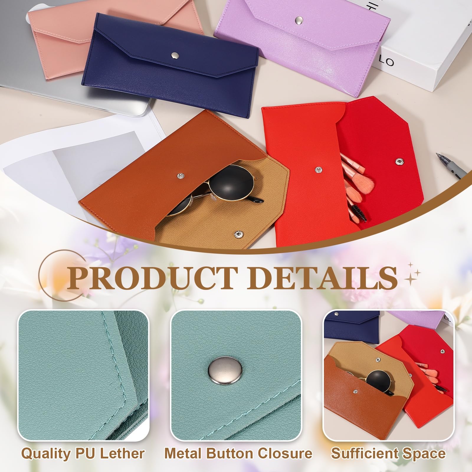 PATIKIL 12Pcs PU Leather Envelope Wallet Card, Reusable Money Pouch Small Leather Organizer Pouch for Women Men Travel,Light Blue - Image 3