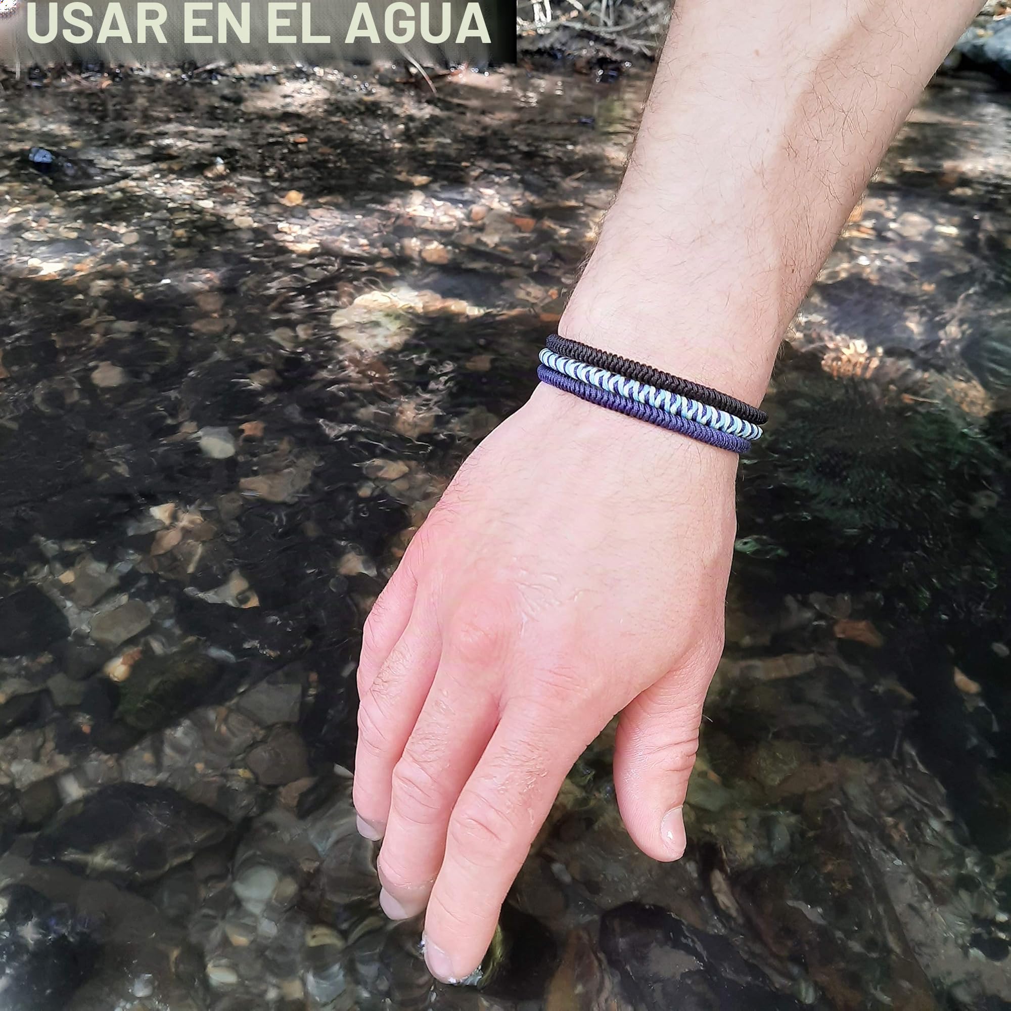 LUCKY BUDDHIST 3 Pulseras Budistas Tibetanas Ajustables – Pulseras de Cuerda Trenzada para Hombre y Mujer – Incluye Llavero Buda de Madera