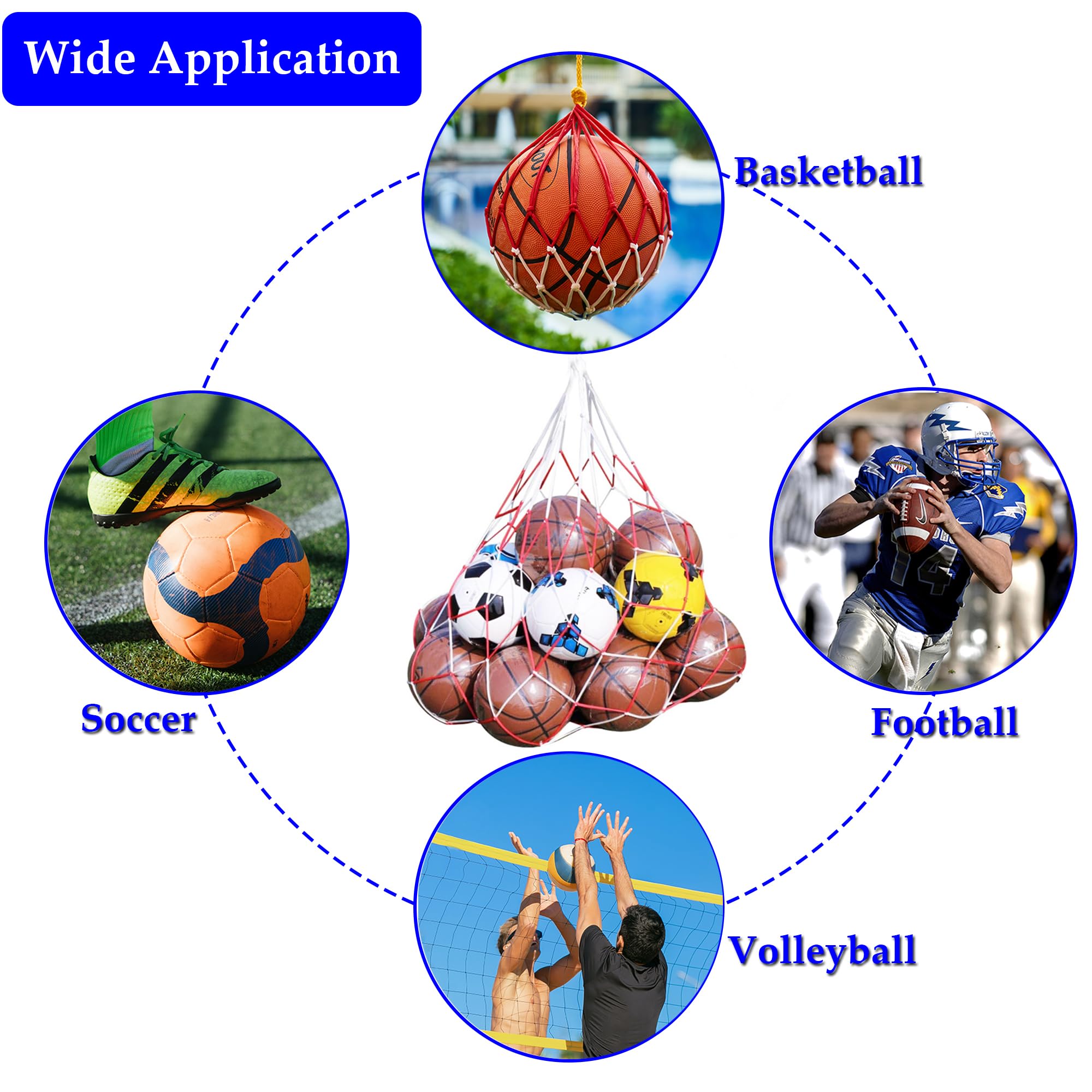 Red para pelotas de 10 pelotas, saco de pelotas, bolsas y redes, apto para fútbol, baloncesto, voleibol, balonmano