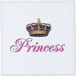 3dRose Princess - girly hot pink cursive script text with fancy royal crown potential part of couples gift - Quilt Square, 10 by 10-inch (qs_112873_1)