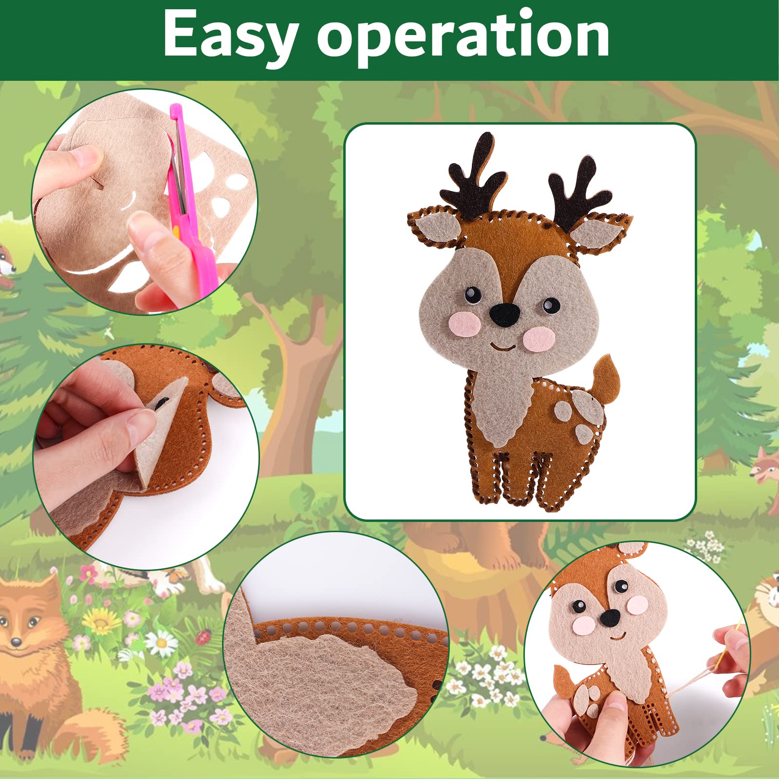 Kit Couture Enfant Animaux Forêt - 10 Figurines En Tissu à Assembler - Activité Manuelle Créative Dès 7 Ans - Cadeau DIY
