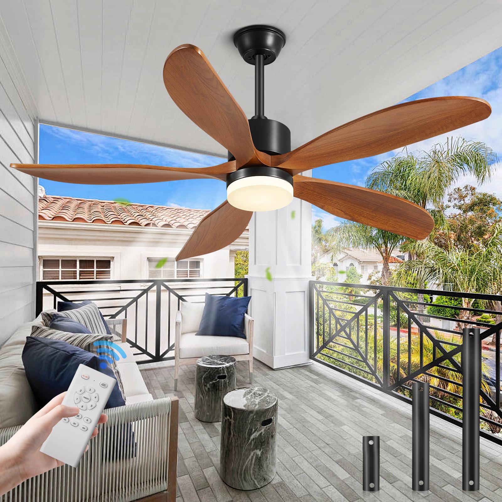 Photo 1 of ***MISSING PARTS***
ahada 72 Inch Ceiling Fan with Light and Remote Control, USA Patented Indoor and Outdoor Ceiling Fan with 5 Blades, 3 Downrods, Timer, 6 Speed ETL Certified DC Motor, Ideal for Bedroom Patio, Walnut