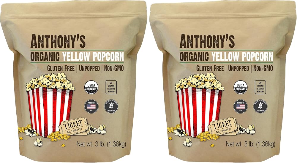 Anthony's Organic Yellow Popcorn Kernels