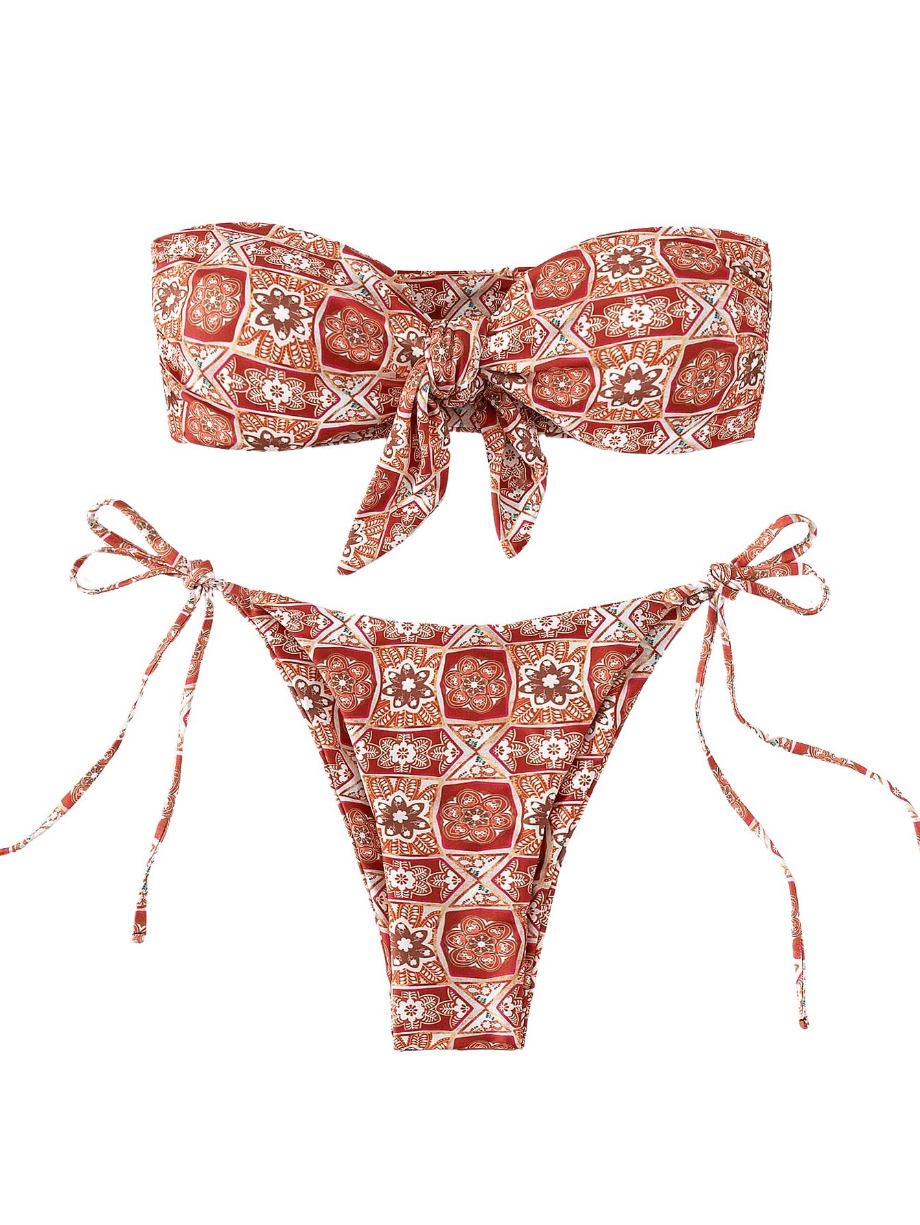 SOLY HUX Women's 3 Piece Bandeau Bikini Set - Strapless Swimsuit With Cover Up Dress