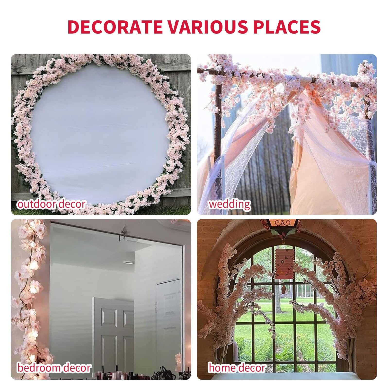 4 Fiori Artificiali Rosa Da Appendere Alla Parete, Ghirlanda Di Fiori Artificiali Finta Vite Rattan Decorazione Per Matrimoni 77807939