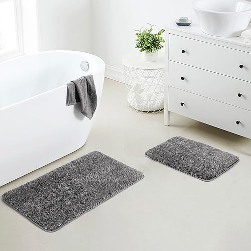 Miniatura 49 de YHF - Alfombras de baño de 20 x 32 pulgadas, extra gruesas y suaves, de microfibra peluda, lavables a máquina, alfombras de baño absorbentes, tapete