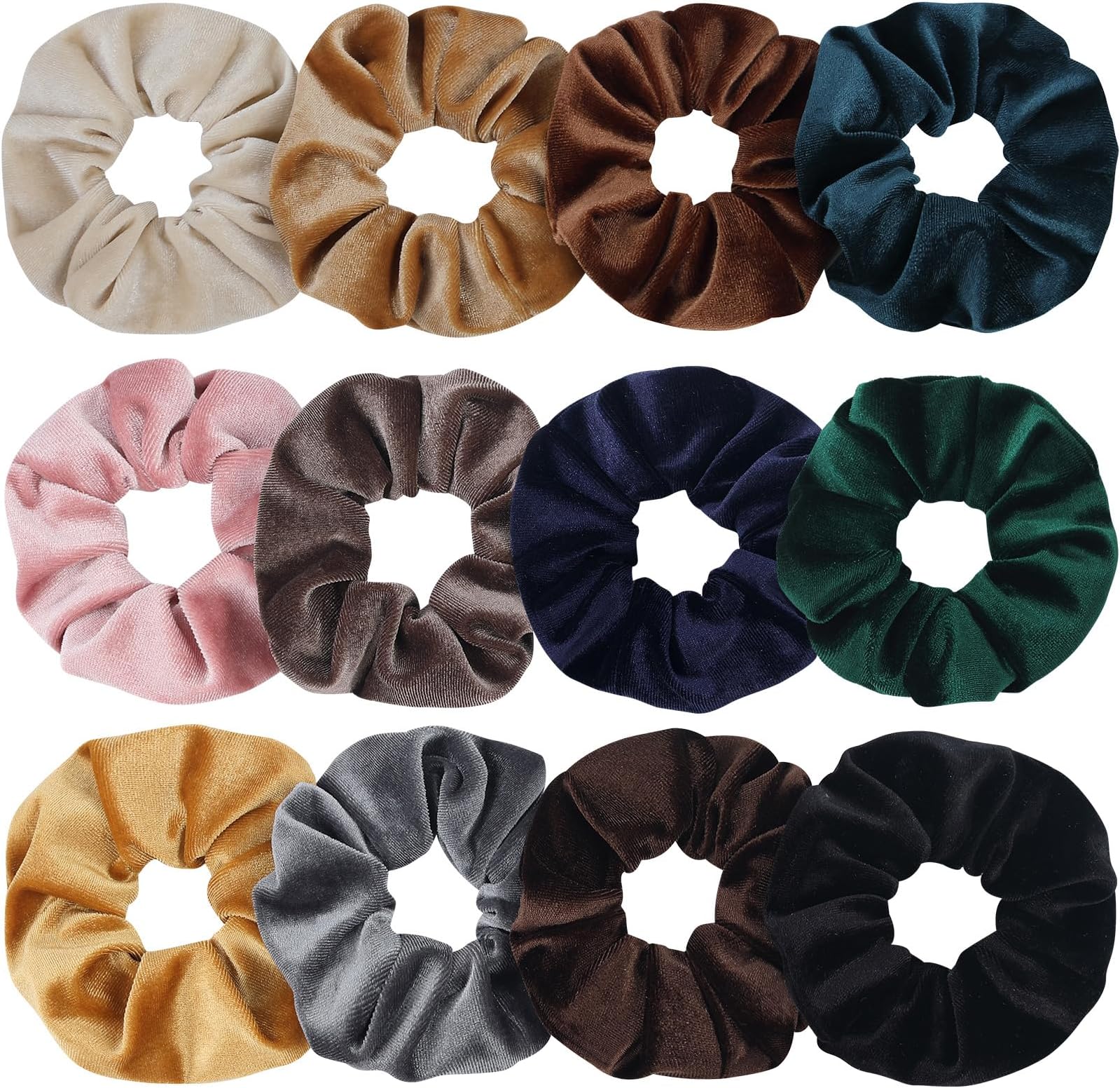 Mandydov 12 Pcs Velvet Hair Scrunchies Elastic Hair Ties Ropes Scrunchie for Women Hair Accessories