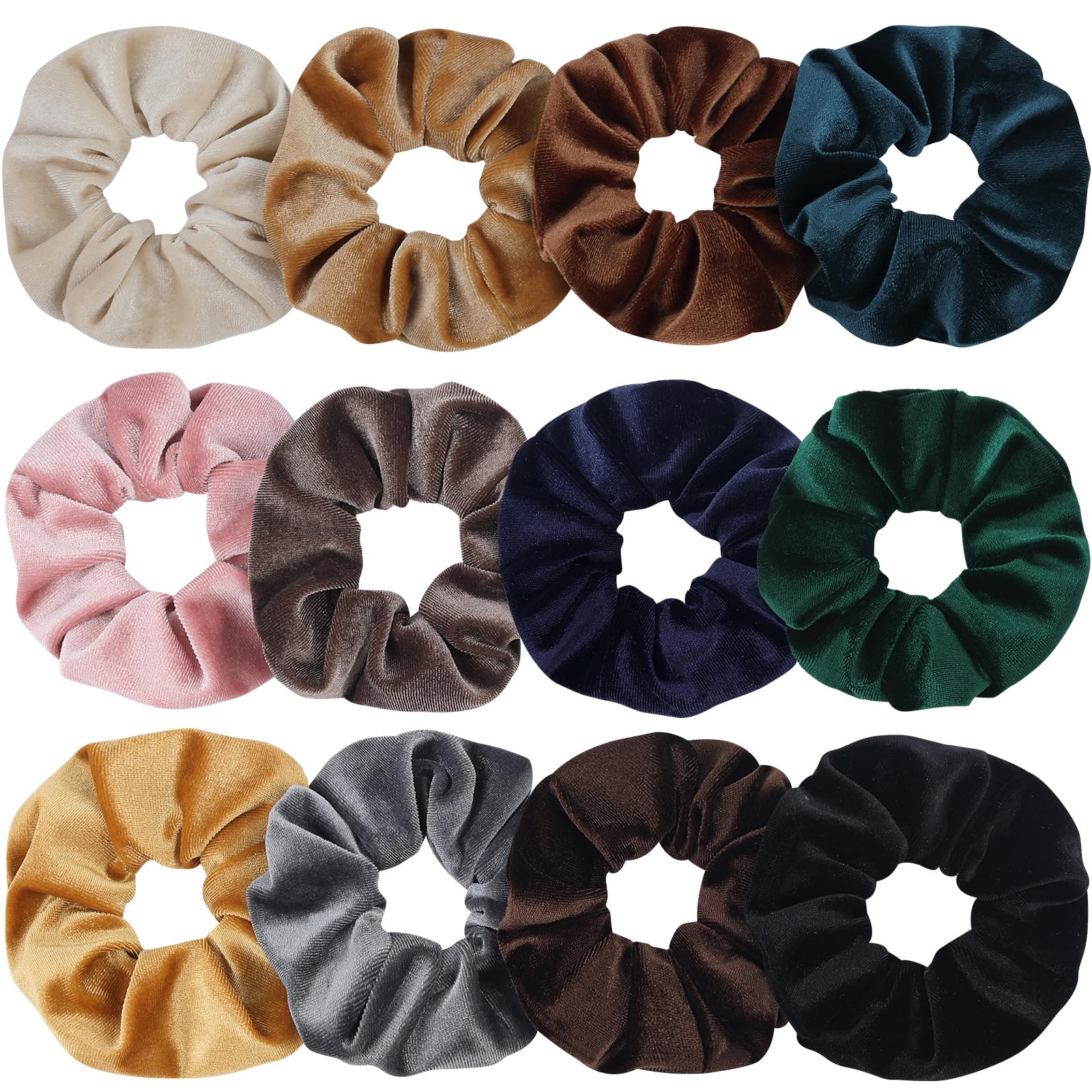 Mandydov 12 Pcs Velvet Hair Scrunchies Elastic Hair Ties Ropes Scrunchie for Women Hair Accessories