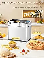 Vista 7 de KBS Pro 710W 2LB Bread Maker, Stainless Steel 17-in-1 Smart Bread Machine with Healthy Ceramic Pan, Automatic Nut Dispenser, Tempered Glass Touch