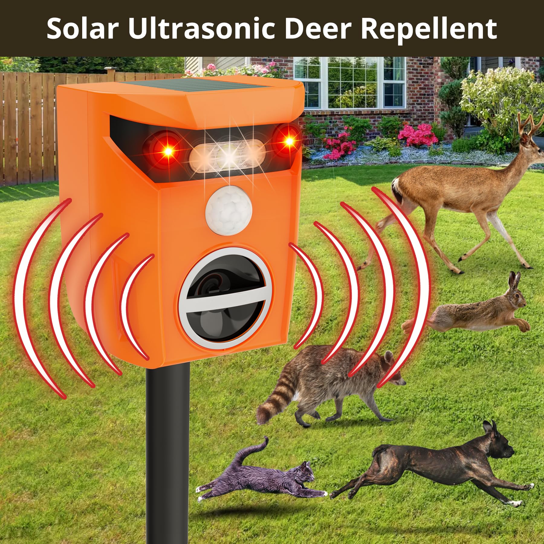 Electronic Deer Repellent Redeo 360° Solar Animal Repeller With