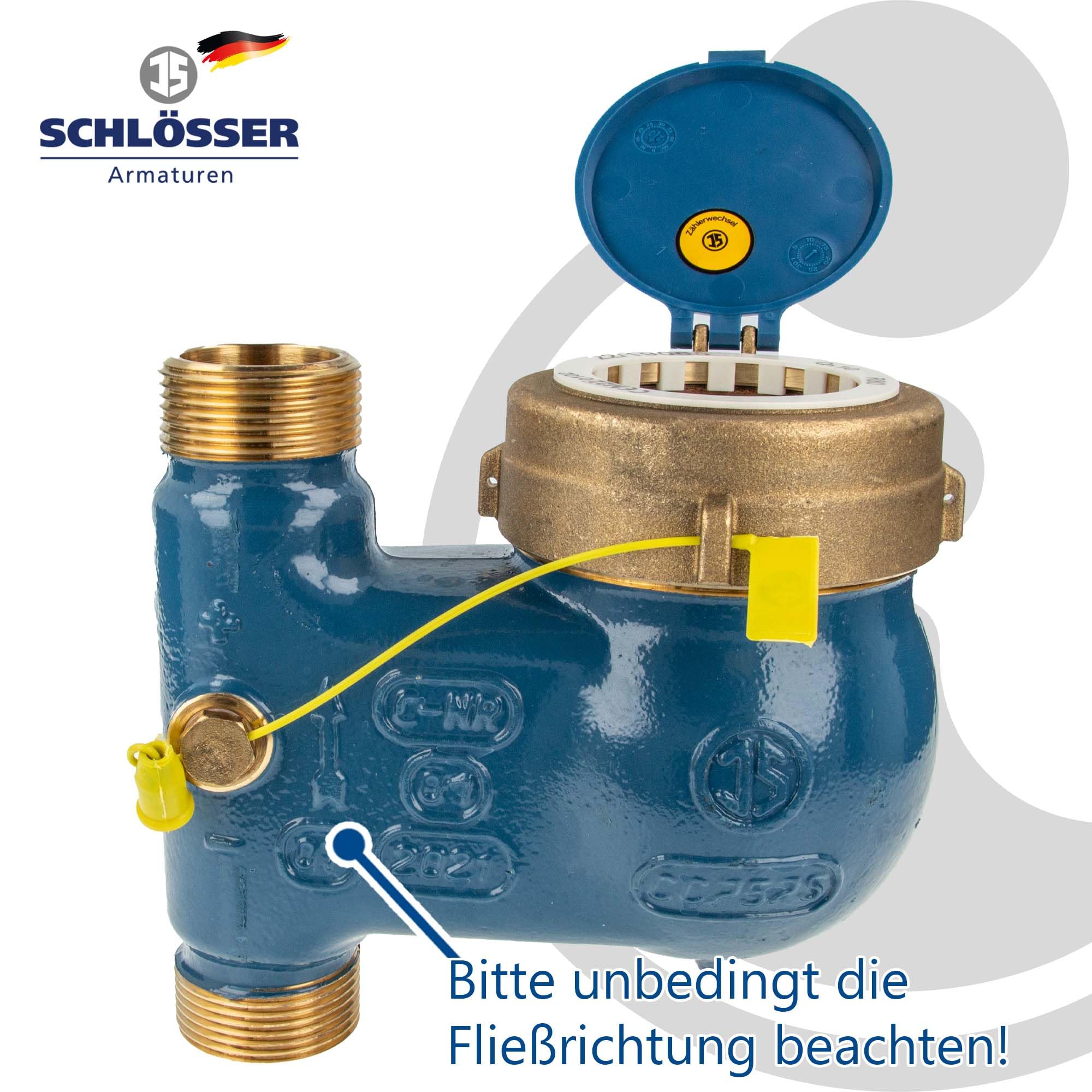 JS Steigrohr Hauswasserzähler MNRS 1 Zoll DN 25 Q3=10, R80, Baulänge 150 mm