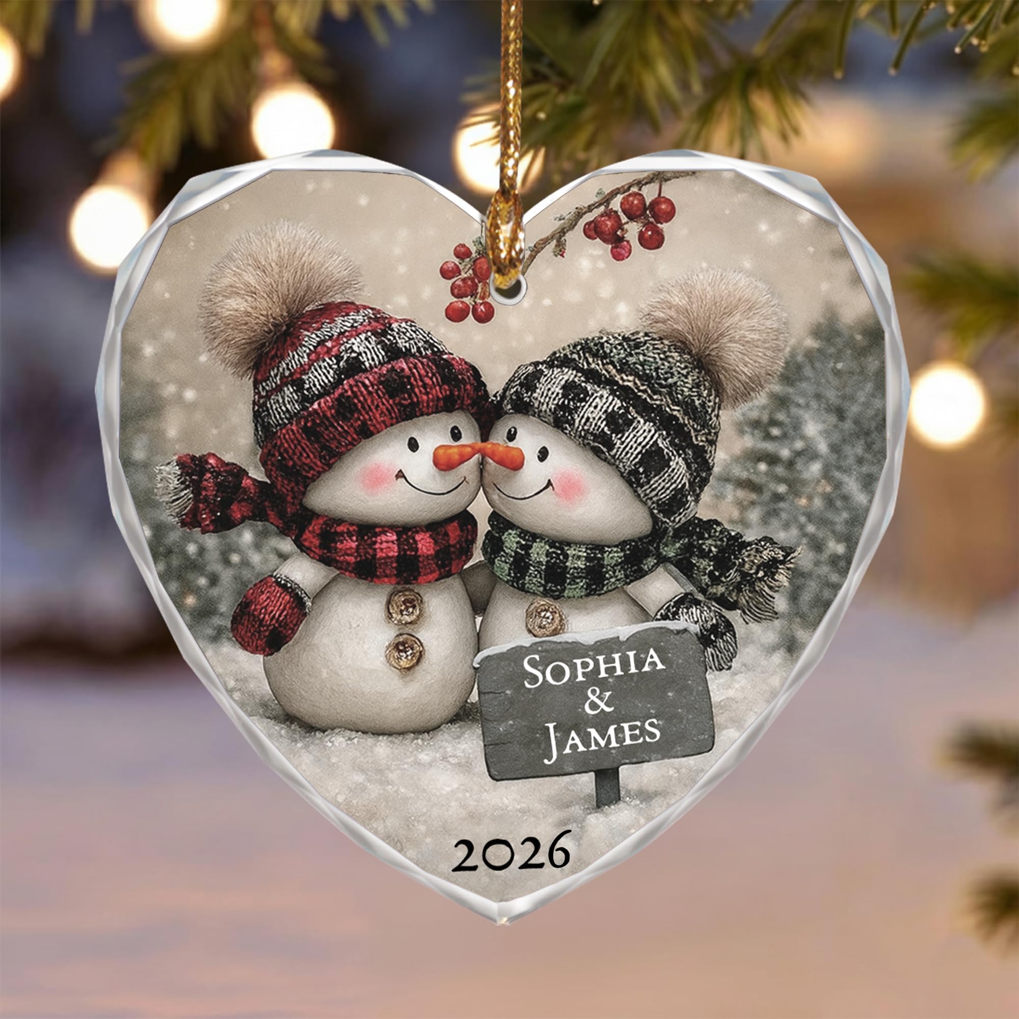Personalized Couple Names and Year Christmas Ornament