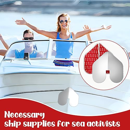 Miniatura 5 de DECOHS 2 protectores de arco para barcos - Protector de arco de acero inoxidable con muescas - Protector de quilla de arco con adhesivo para