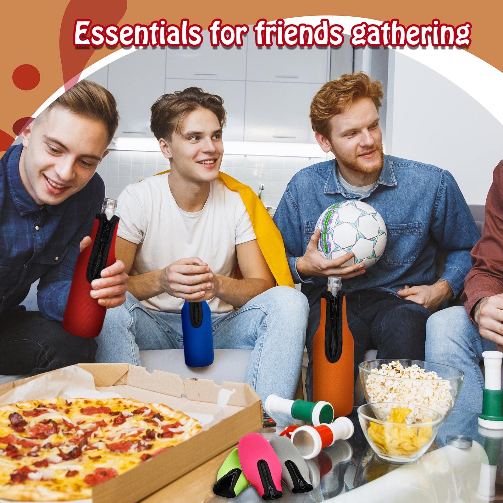 24er Pack Kühlhülsen für Dosen & Flaschen Neopren Reissverschluss Abdeckungen für Bierdosen Multicolor Bierflaschenisolatoren dicke Ärmel für Bierdosen mit genähten Stoffkanten geschlossener Boden für