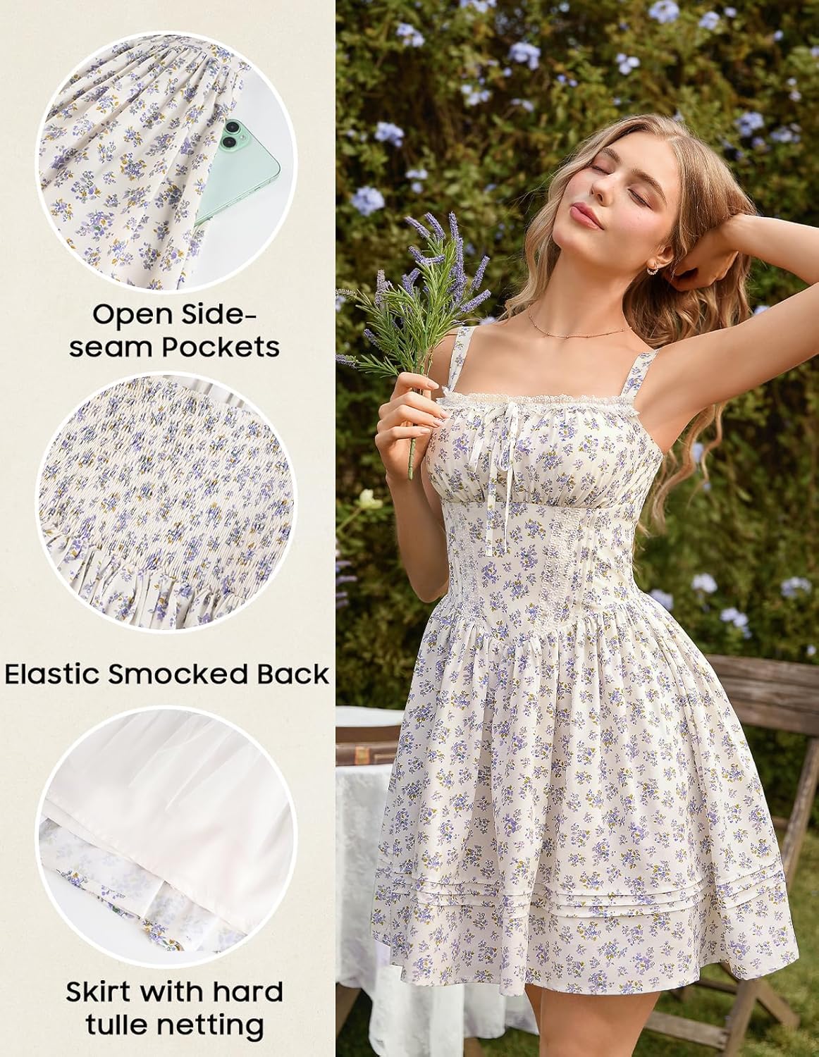 Scarlet Darkness Floral Corset Dress Summer Mini Dresses for Women Teens 2026 Graduation Sundress with Pocket - Image 4