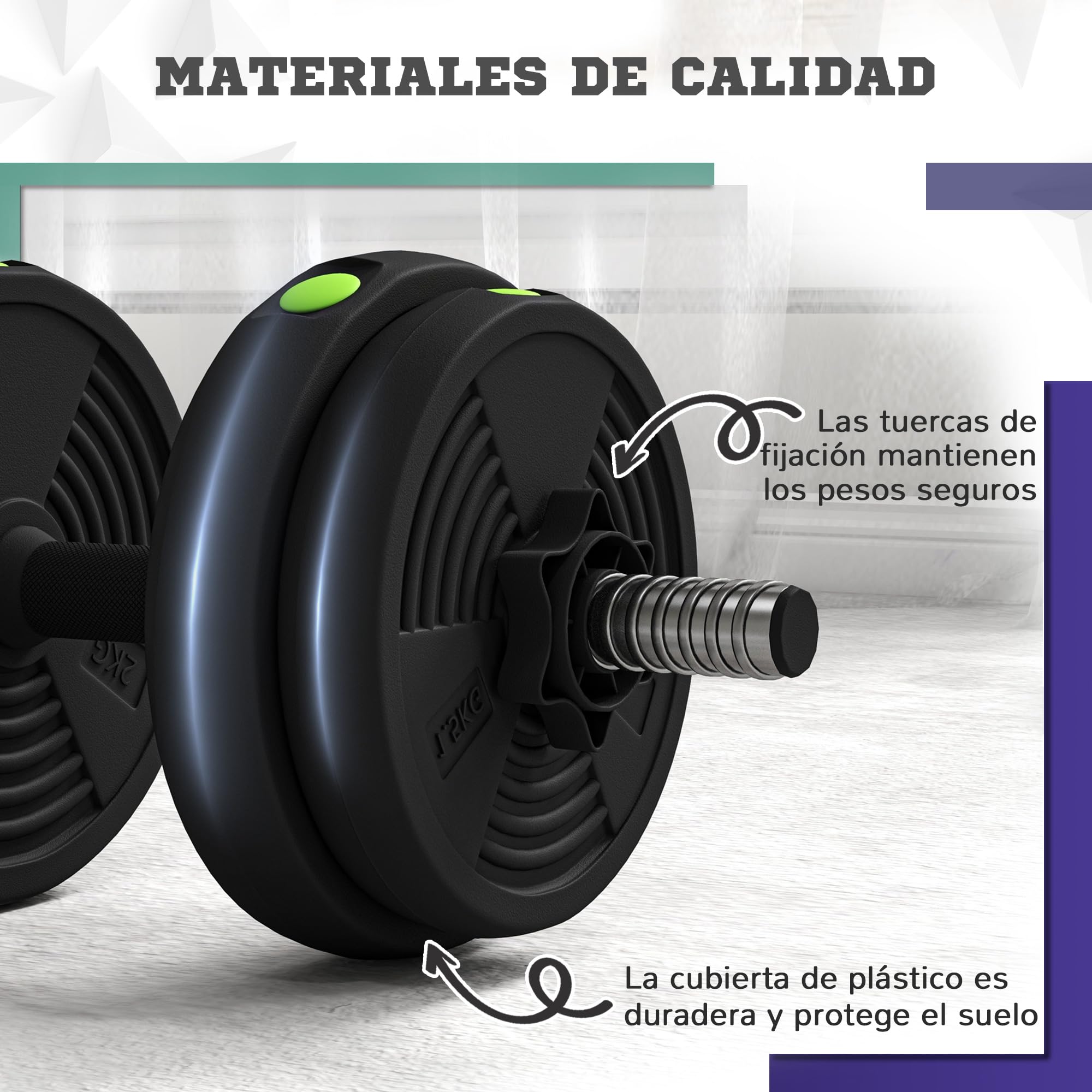 SPORTNOW Set di manubri regolabili 2 in 1, 15 kg a 30 kg, set di manubri con barra di collegamento e impugnatura antiscivolo, manubri e manubri per uomini e donne, esercizio fitness, casa palestra