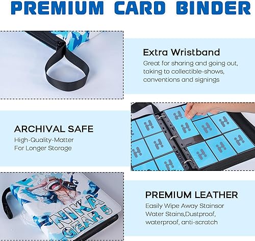 Miniatura 4 de HOTRABIIT Carpeta de tarjetas con 900 bolsillos, 9 bolsillos con 50 fundas extraíbles, carpeta de colección de tarjetas de 3 anillas, álbum para