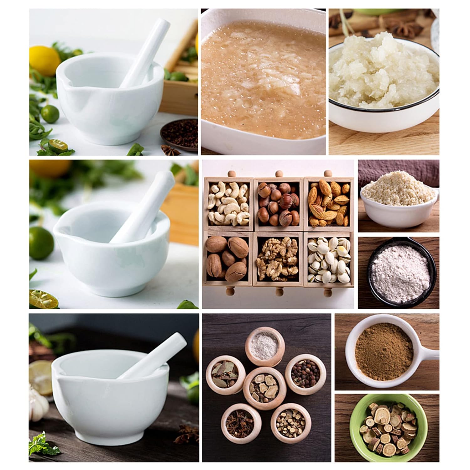 White Ceramic Set Ceramics Porcelain Spice Grinder Masher Spice Stoneware Pill Crusher