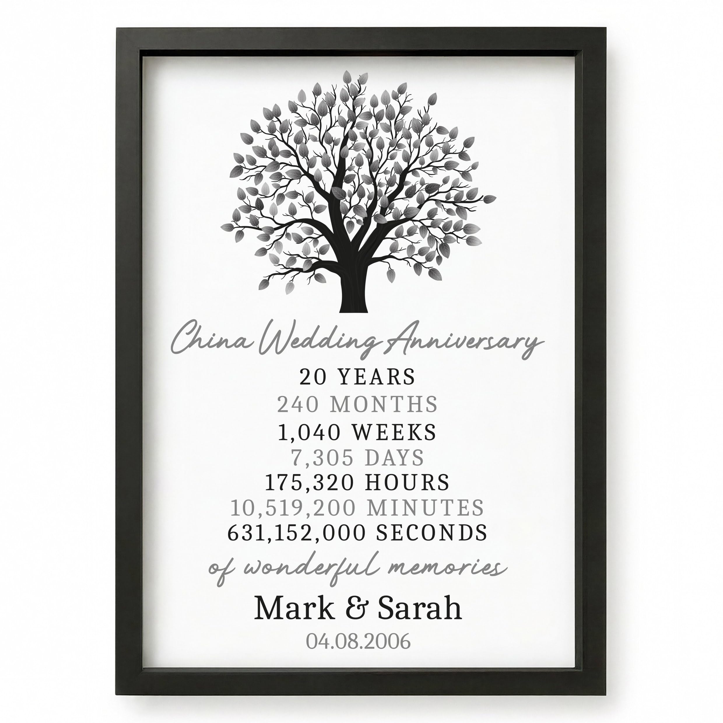 Beecreative 20th Anniversary Wedding Gifts For Husband Wife, Personalised