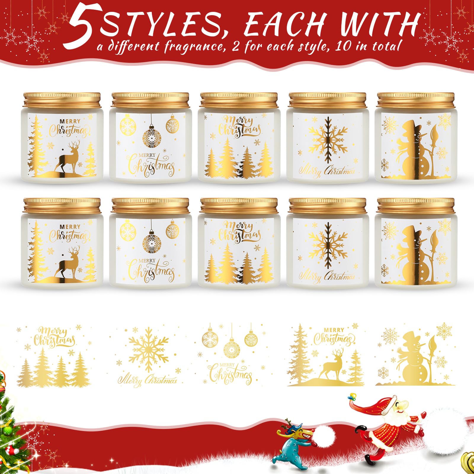 Amazon.com: MTLEE 10 Pcs Christmas Candle Gift Set 10 Fragrances
