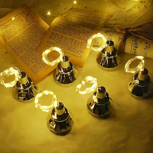 Miniatura 3 de Luces solares para botella de vino, paquete de 10 luces de corcho de diamante, 20 LED para exteriores, impermeables, para jardín, boda, patio