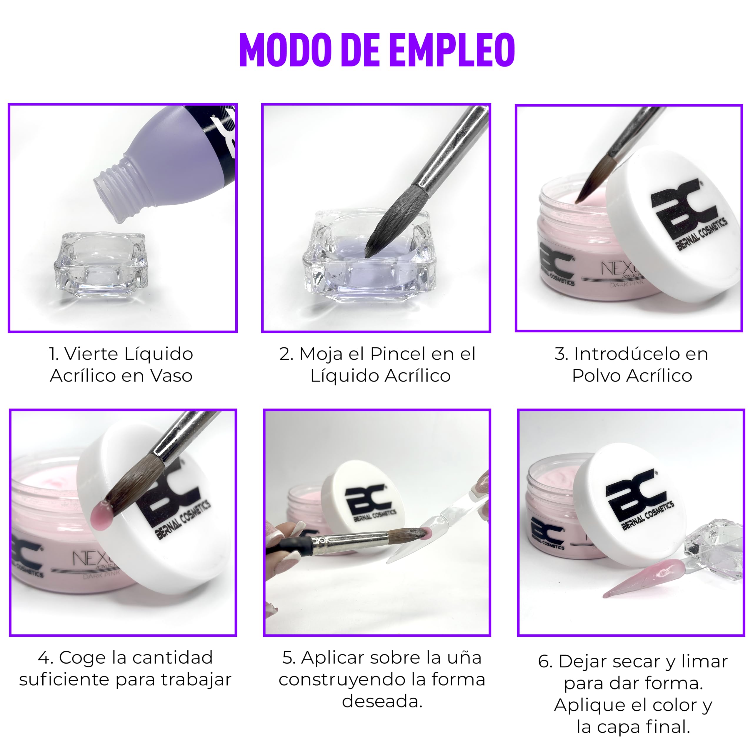 Polvo Acrílico - Dark Pink (Rosa Intenso translúcido) 690g | Acryl Powder Dark Pink | Bernal Cosmetics