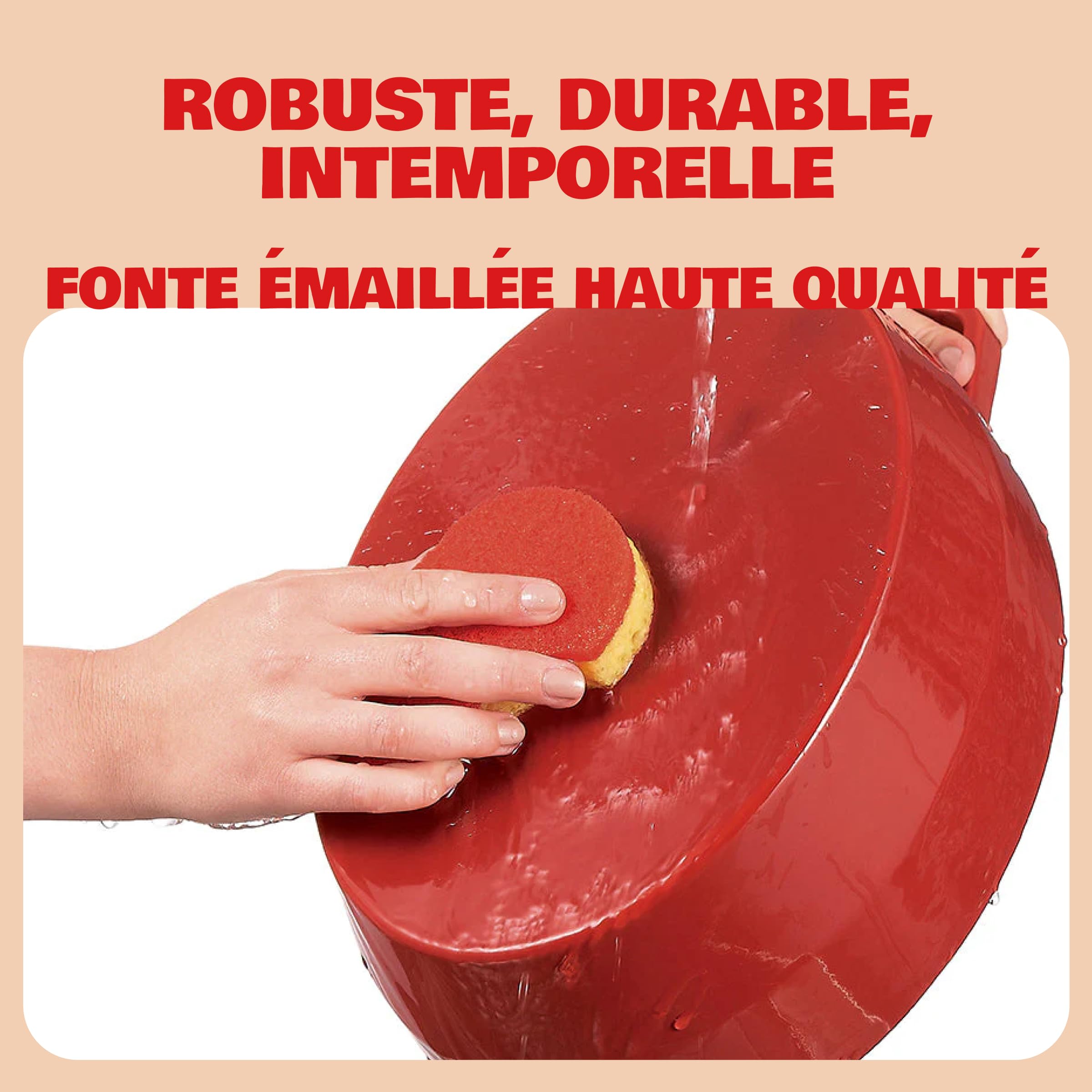 Pyrex - Cocotte En Fonte Ovale Rouge 29 cm - Cocotte avec Couvercle à Arrosage Intégré - Fonte émaillée Hautement Résistante - Polyvalente et Compatible Tous Feux - Ustensile de Cuisine - SlowCook