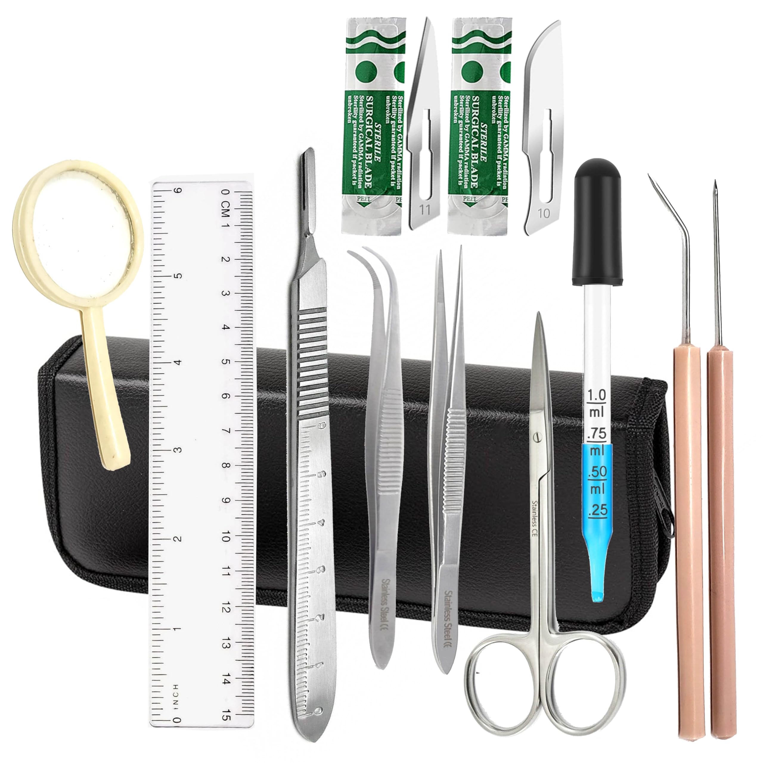 A2Z 30pc Entomology Kit, Butterfly Specimen Collecting & Taxidermy Tools for Students, Lab Use & Field Research - Scissors, Forceps,Magnifying Glass,